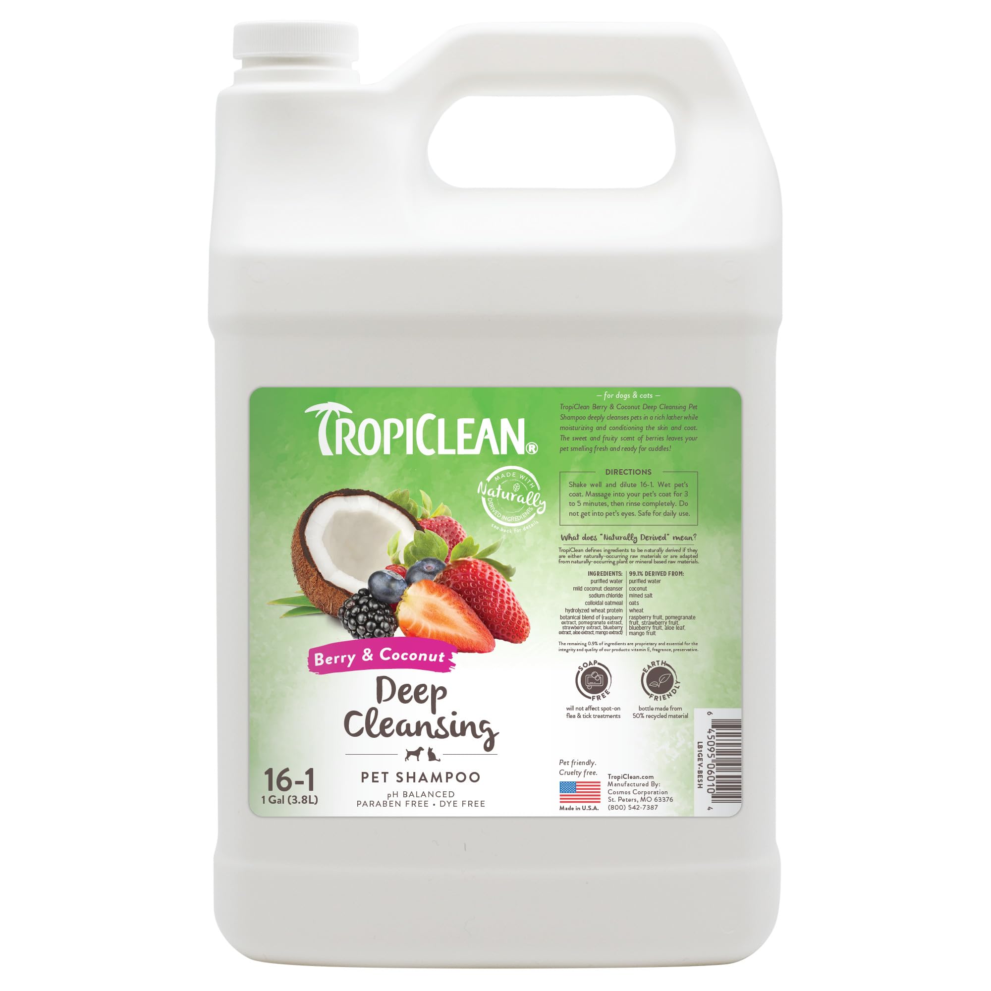 TropiClean Shampoo Galón — Shampoo Natural de Limpieza Profunda para Perros y Gatos