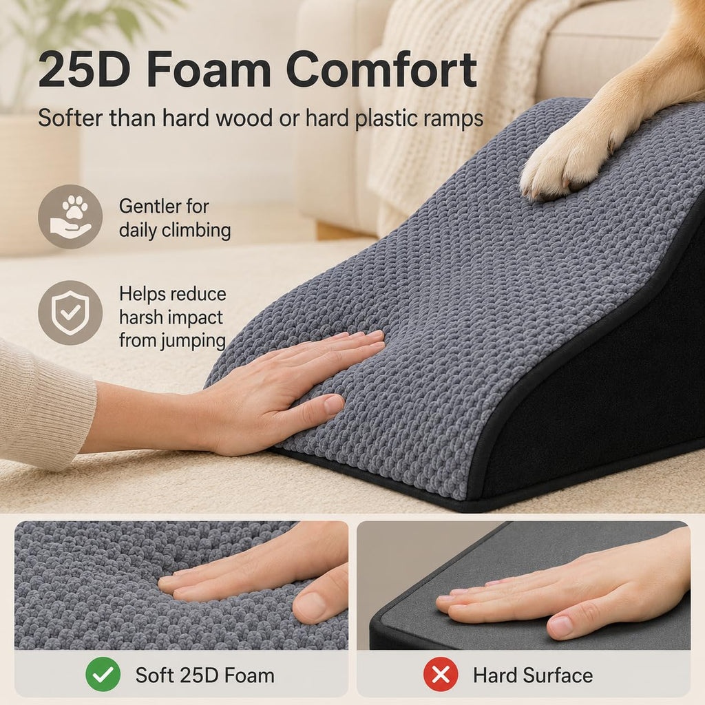 NRYDEPET Rampa para Escaleras de Perros — Paquete de 2, Superficie Suave de Espuma para Perros Pequeños y Seniors Menores de 14 kg, Funda Lavable, Asistencia Interior para Razas de Patas Cortas o Perros Cautelosos