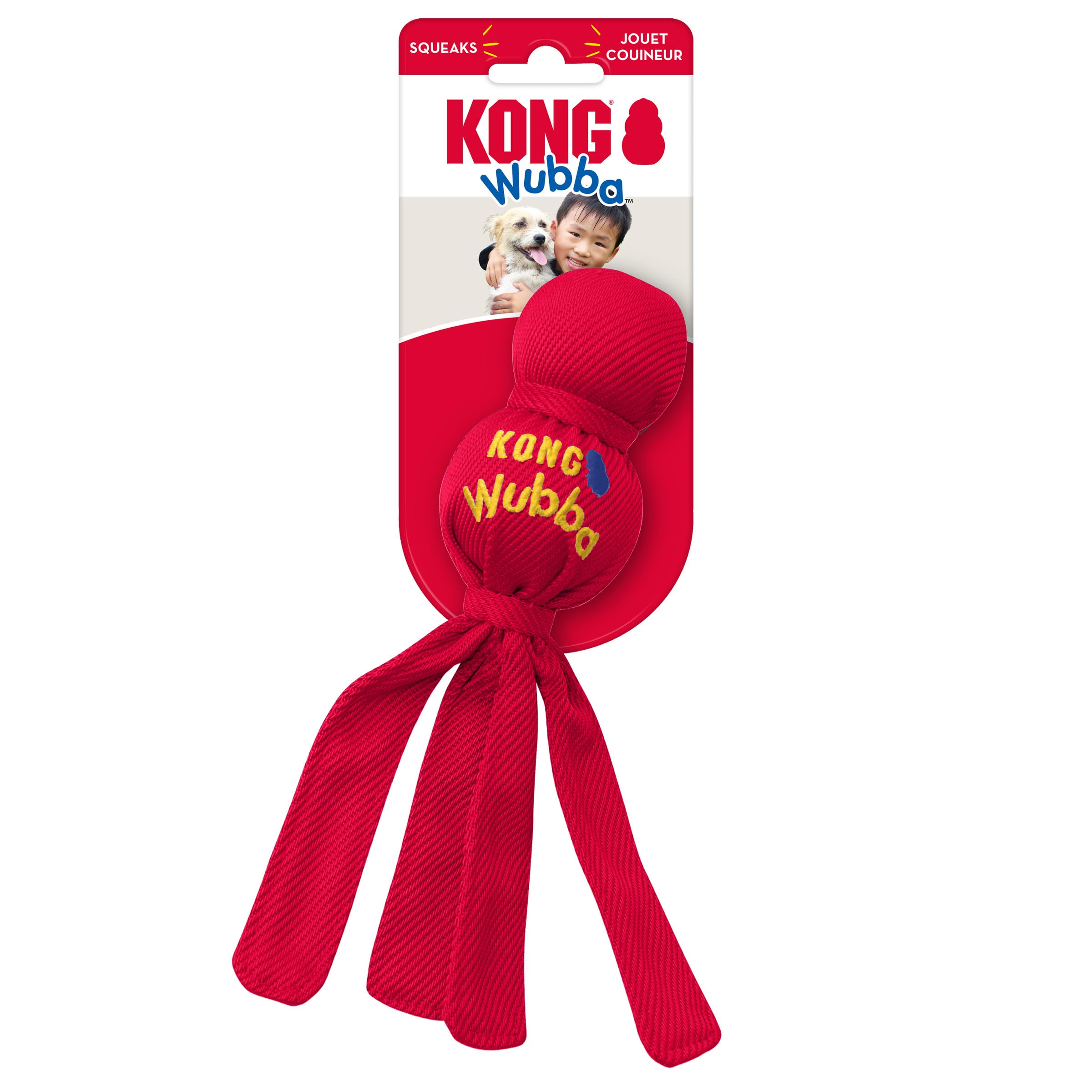 KONG Wubba — Juguete Interactivo de Halar y Lanzar con Chillador para Perro