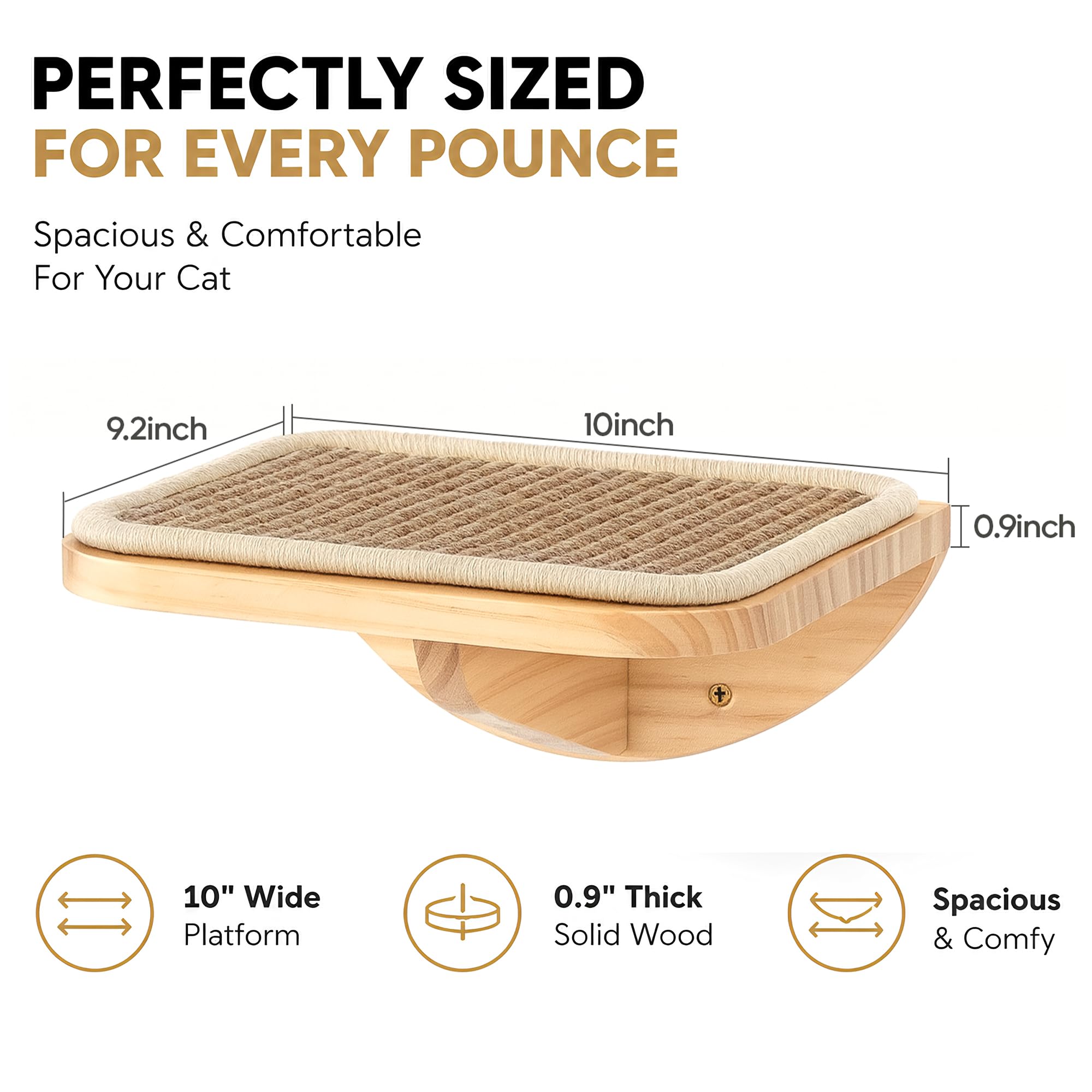 PELUO Curved — Cama Flotante para Gato con 2 Escalones de Pared y Percha de Ventana