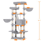 Heybly Torre para Gatos Grandes — Árbol Multinivel con Perchas Anchas, Cueva y Tablero Rascador para Gatos de hasta 9 kg