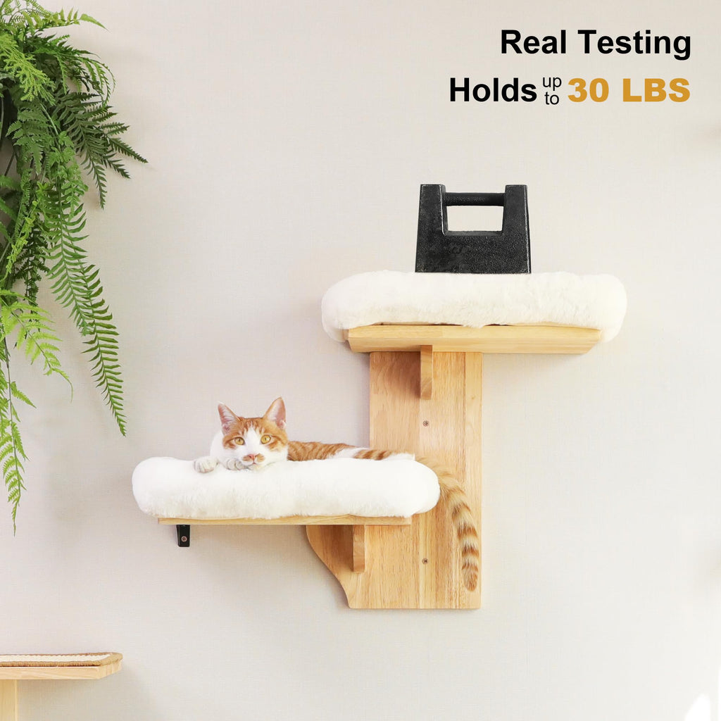 FUKUMARU — Repisas de Pared para Gatos, Plataformas Flotantes de Madera con Forma de Árbol para Trepar, Jugar y Descansar
