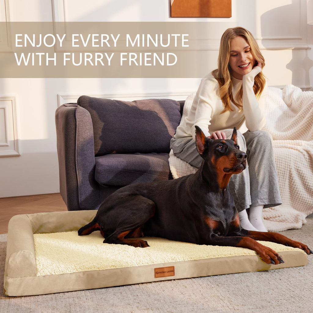 Patas Lague — Cama Ortopédica con Bolster en L y Cubierta Lavable Impermeable para Perro