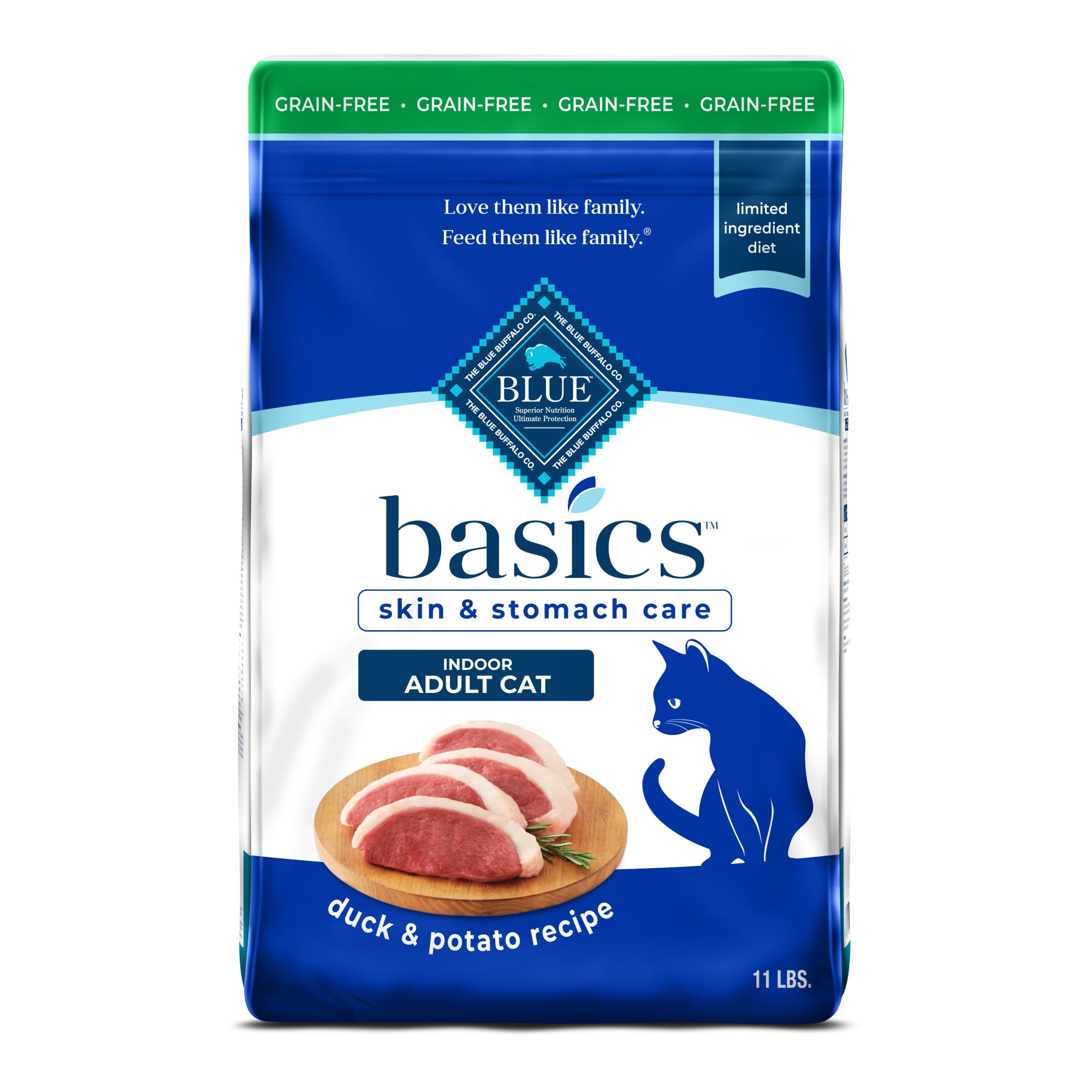 BLUE BUFFALO Basics Indoor — Alimento para Gato Adulto Sin Granos para Piel y Estómago Sensible