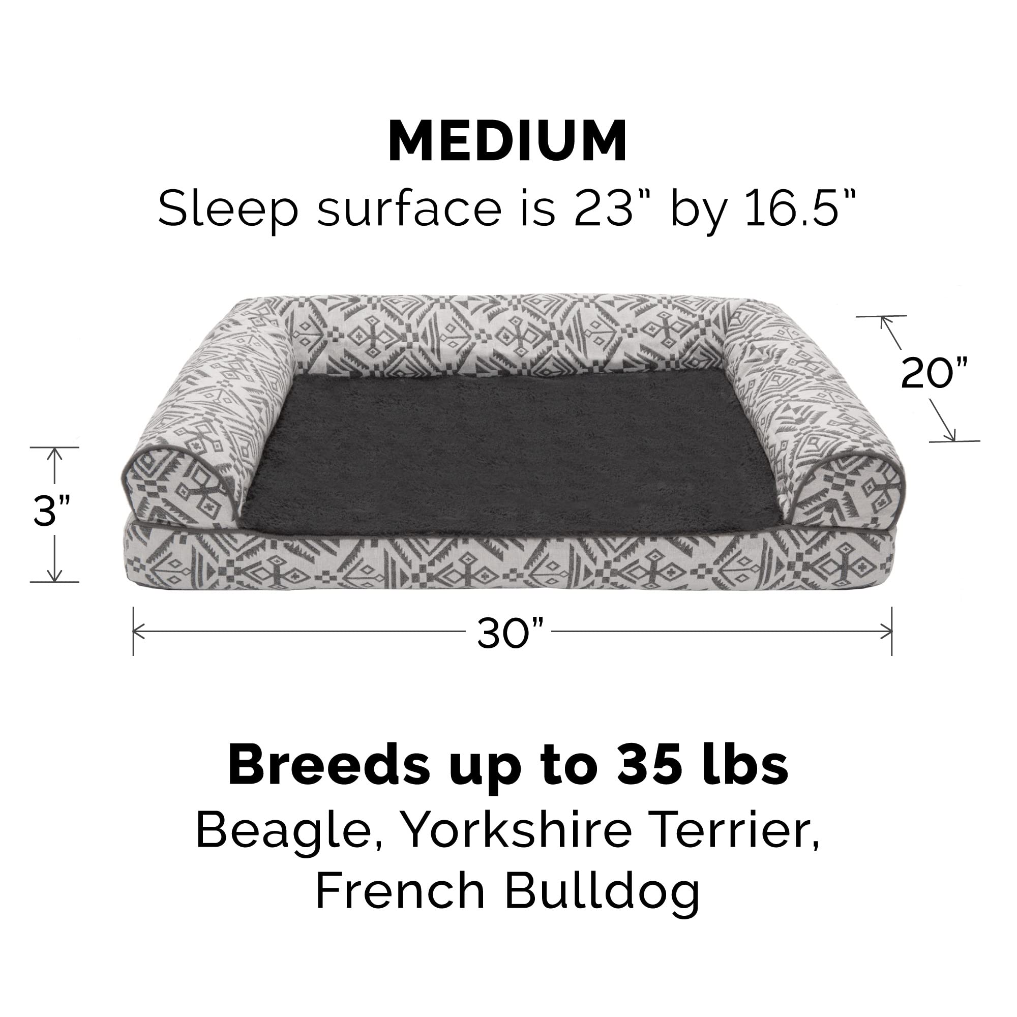Furhaven — Funda de Repuesto para Cama de Perro Estilo Sofá con Felpa y Diseño Kilim Suroeste, Lavable a Máquina
