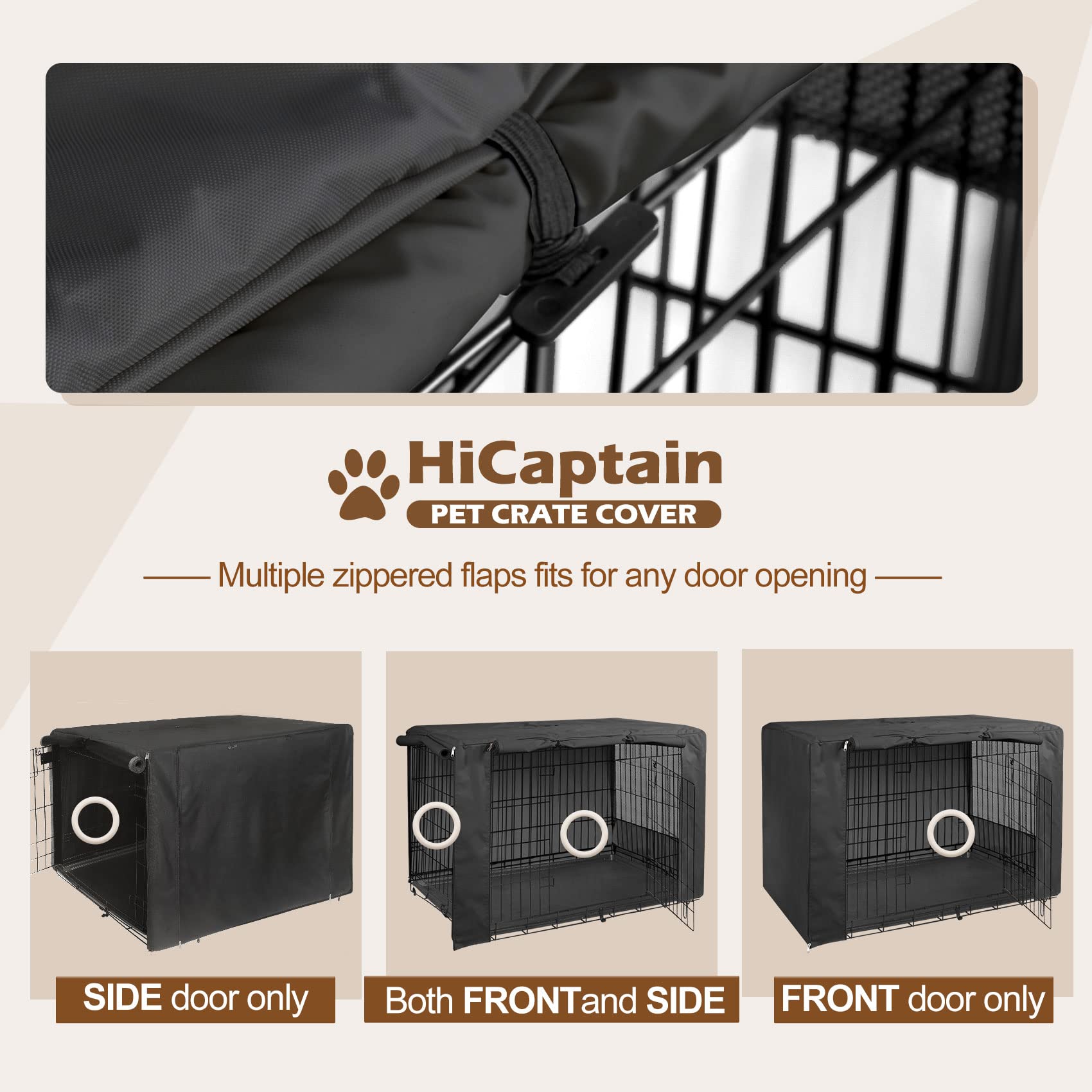 HiCaptain — Cubierta para Jaula de Perro en Poliéster 600D, Resistente al Viento y al Agua, para Uso Interior y Exterior