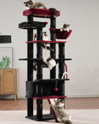 Heybly Torre para Gatos Grandes — Árbol Multinivel con Perchas Anchas, Cueva y Tablero Rascador para Gatos de hasta 9 kg