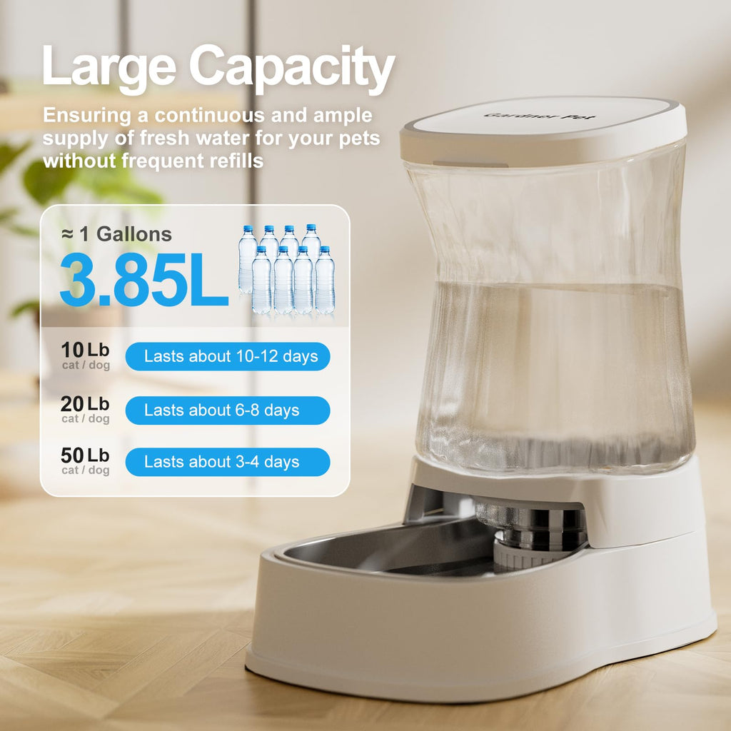 Gardner Pet — Bebedero Automático por Gravedad con Tazón de Acero Inoxidable para Perros y Gatos