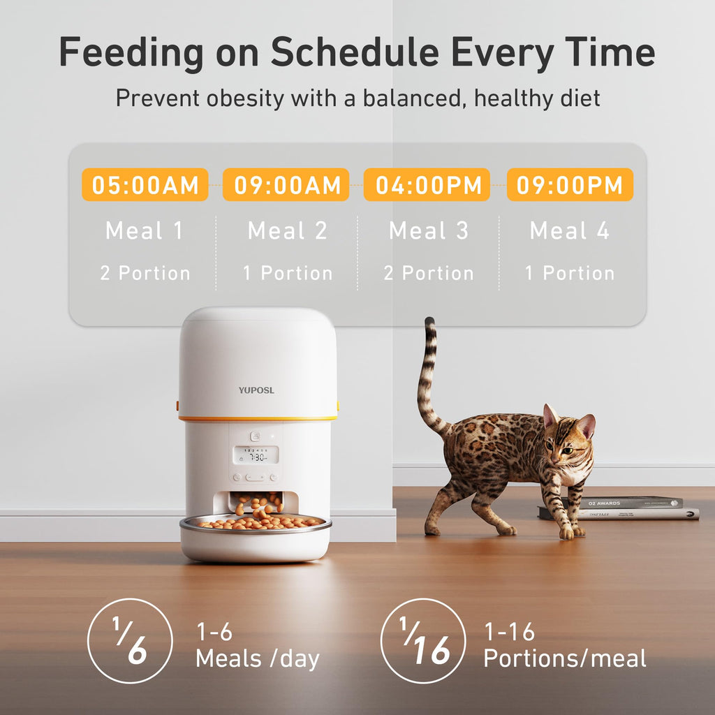 Yuposl — Comedero Automático Programable para Gatos y Perros con Control de Porciones y Batería de 180 Días