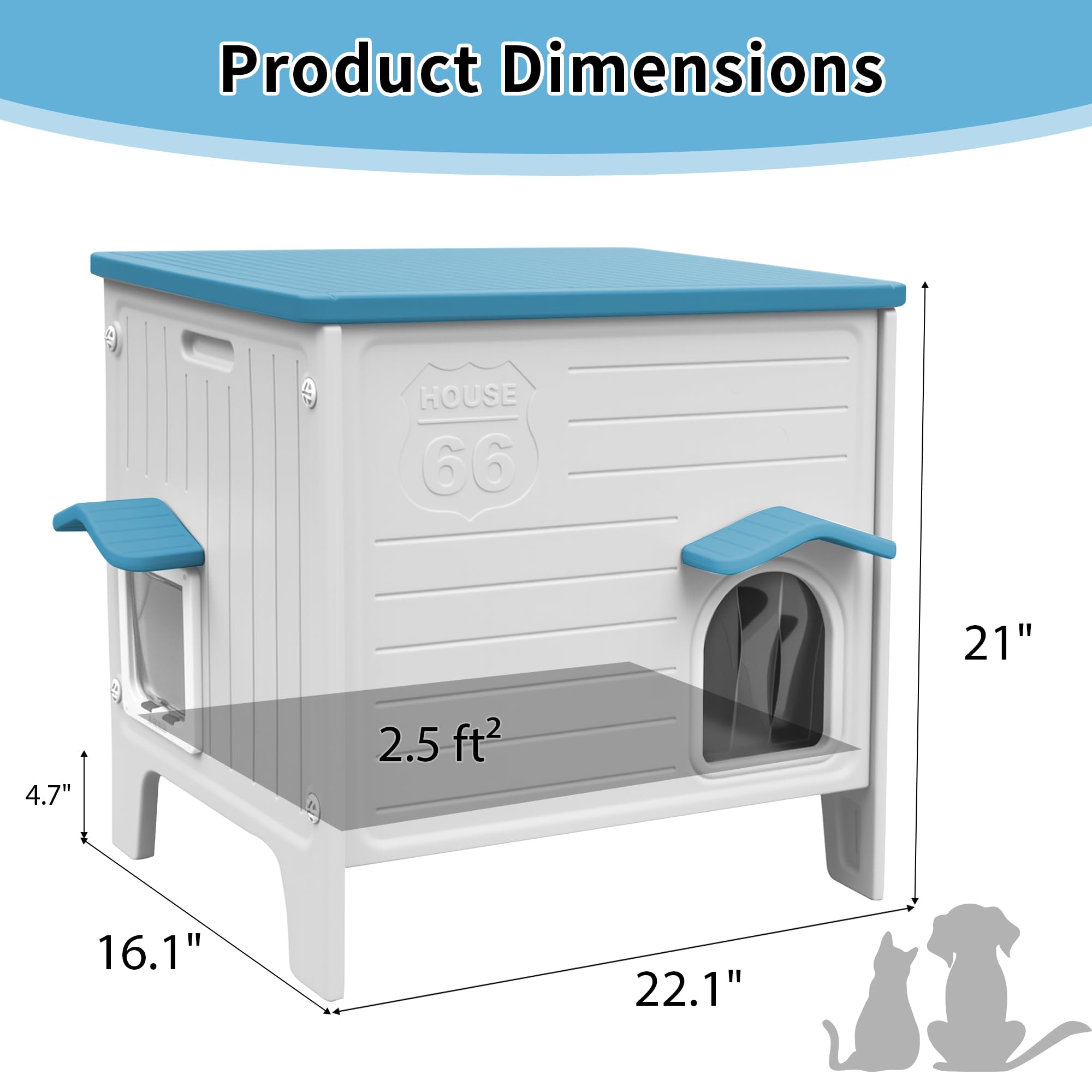 Rockever — Casa Exterior para Gatos con Aislamiento Térmico y Puerta de Escape, Refugio de Plástico para Interior y Exterior