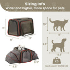 Petsfit — Transportadora Expandible para Gatos y Perros Pequeños, Aprobada por Aerolíneas, Plegable, Lavable y a Prueba de Escapes con 2 Paneles de Expansión