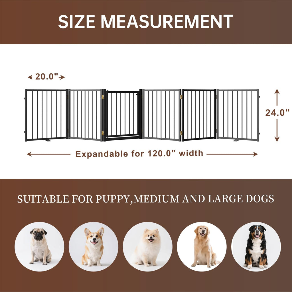 Corralito y Reja Divisoria de Metal para Perros — Puerta Abatible, Plegable y Autoportante para Interiores