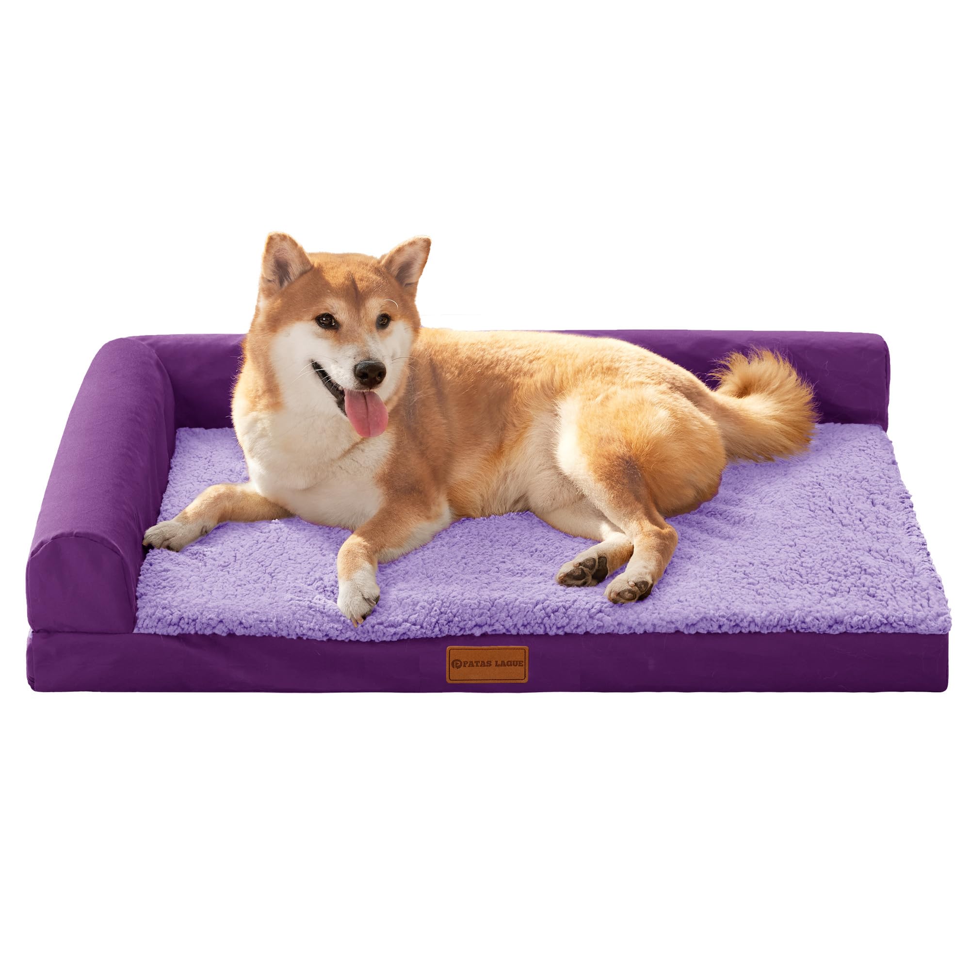 Patas Lague — Cama Ortopédica con Bolster en L y Cubierta Lavable Impermeable para Perro