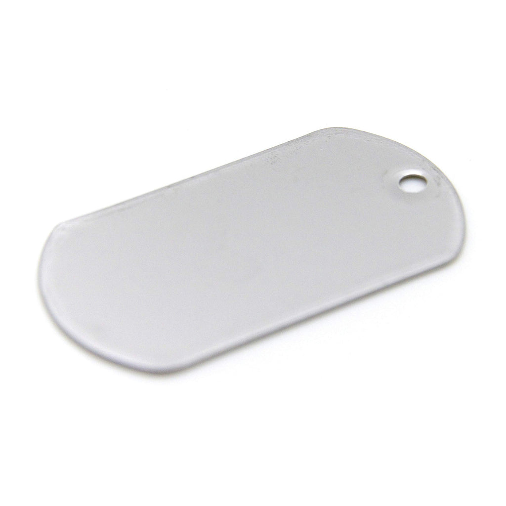 ONDEPOT Paquete de 100 Placas de Identificación en Acero Inoxidable — Listas para Grabar, Troquelar o Estampar — Estilo Militar, Superficie Pulida, Uso para Mascotas, ID Médico, Manualidades y Más (Sin Cadenas)