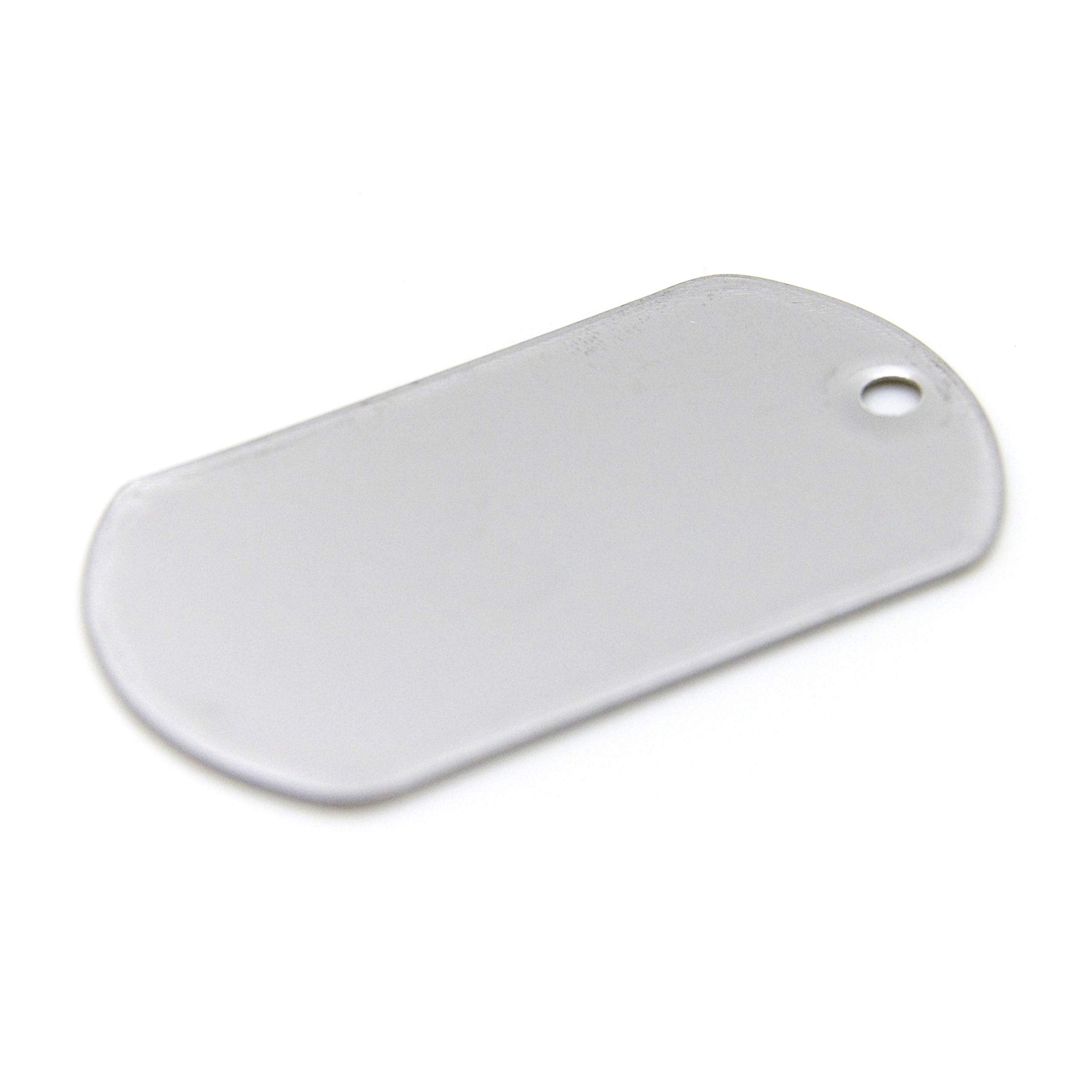 ONDEPOT Paquete de 100 Placas de Identificación en Acero Inoxidable — Listas para Grabar, Troquelar o Estampar — Estilo Militar, Superficie Pulida, Uso para Mascotas, ID Médico, Manualidades y Más (Sin Cadenas)