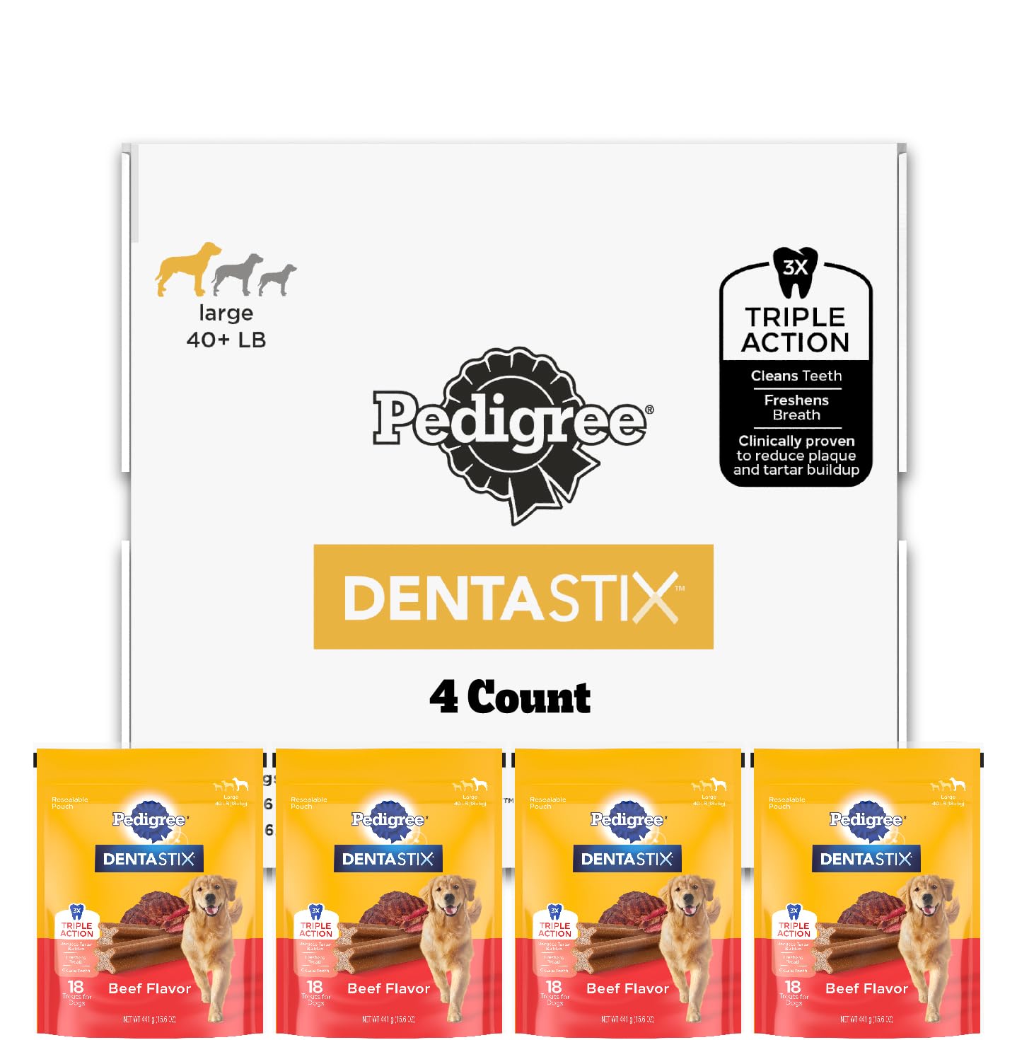 Pedigree Dentastix — Premios Dentales de Acción Triple para Perros de Raza Grande
