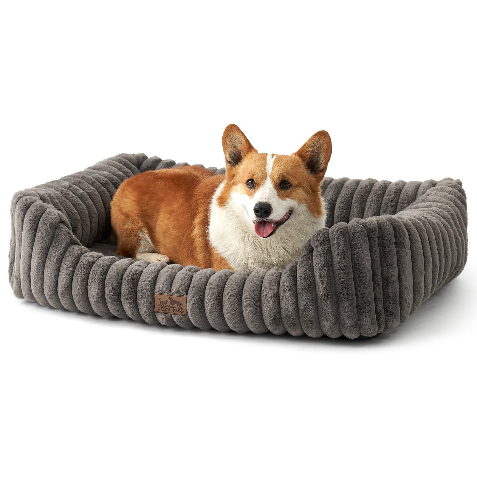 Cama Ortopédica Rectangular Lavable con Lados Elevados y Base Antideslizante — Cama Calmante para Perros y Gatos de Interior