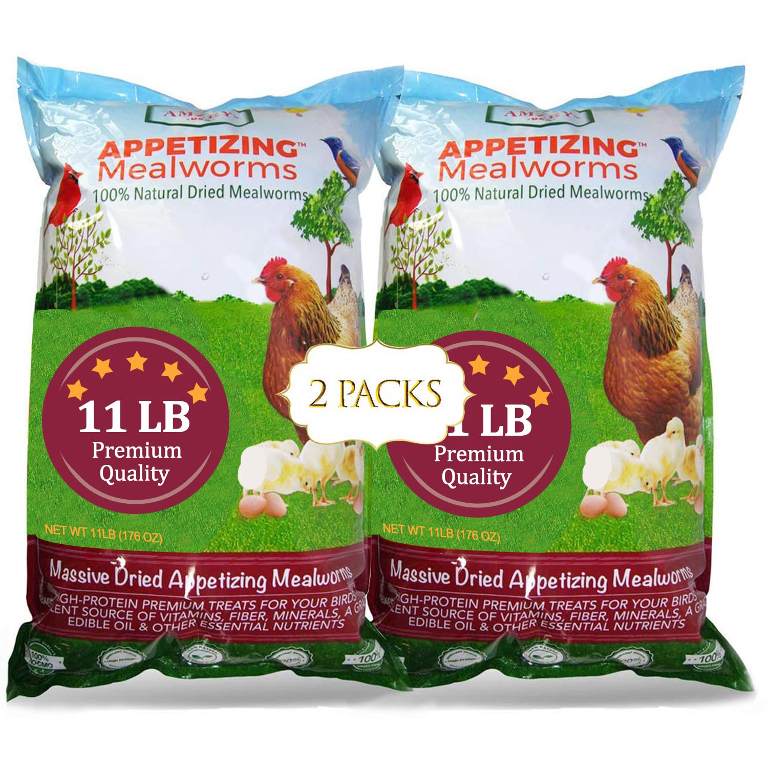Amzey Gusanos de Harina Deshidratados — Alimento Natural Alto en Proteína para Pollos, Aves, Peces, Tortugas, Patos y Reptiles