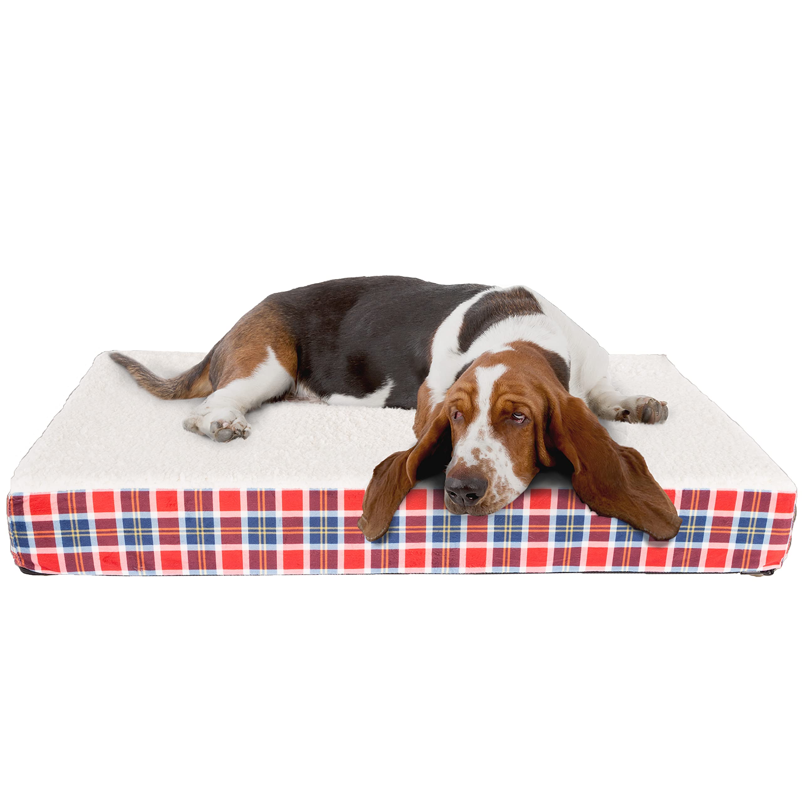 Petmaker — Cama Ortopédica con Memory Foam y Cubierta de Sherpa Lavable para Perro