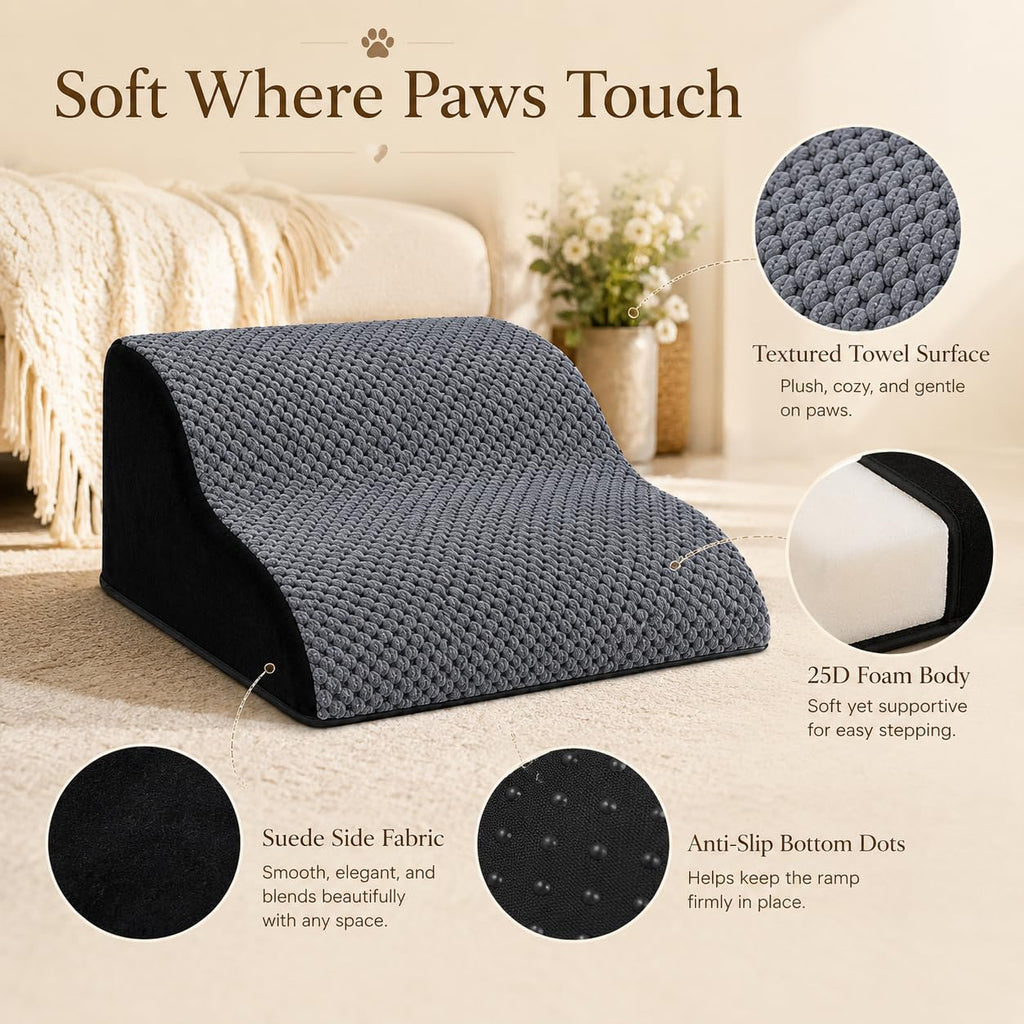 NRYDEPET Rampa para Escaleras de Perros — Paquete de 2, Superficie Suave de Espuma para Perros Pequeños y Seniors Menores de 14 kg, Funda Lavable, Asistencia Interior para Razas de Patas Cortas o Perros Cautelosos