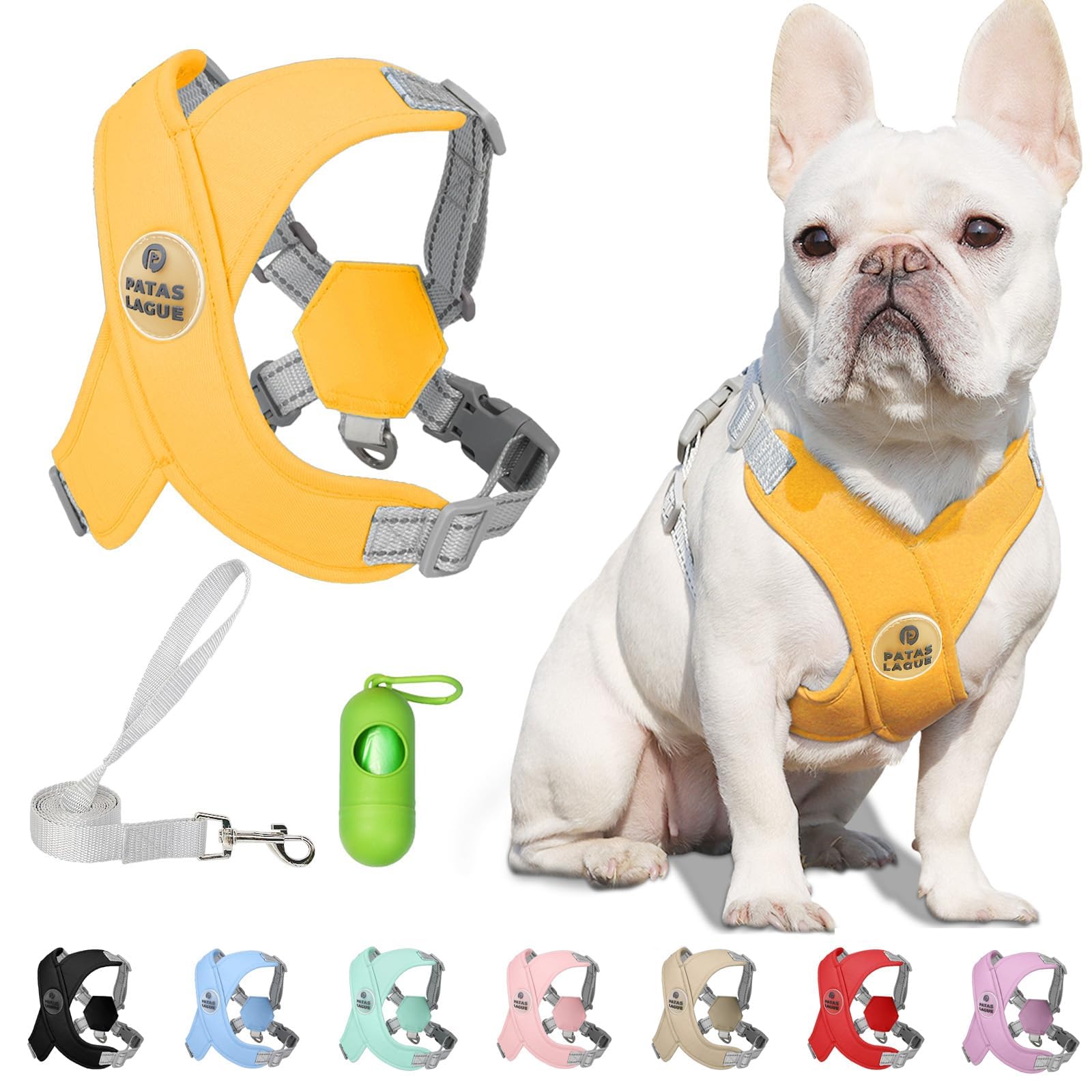 Patas Lague — Arnés con Correa y Bolsas para Cacas, Acolchado, Ajustable, Reflectante y Sin Jalones para Perros Pequeños y Medianos