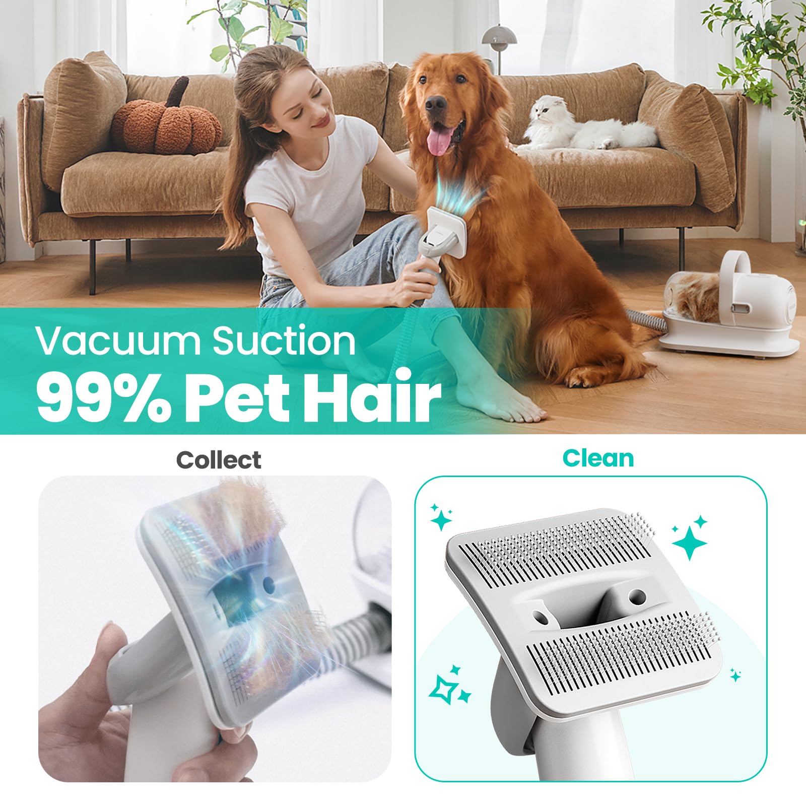 Neakasa P2 Pro — Kit de Grooming con Aspiradora para Perros y Gatos, 5 Herramientas Incluidas y Depósito de 2L