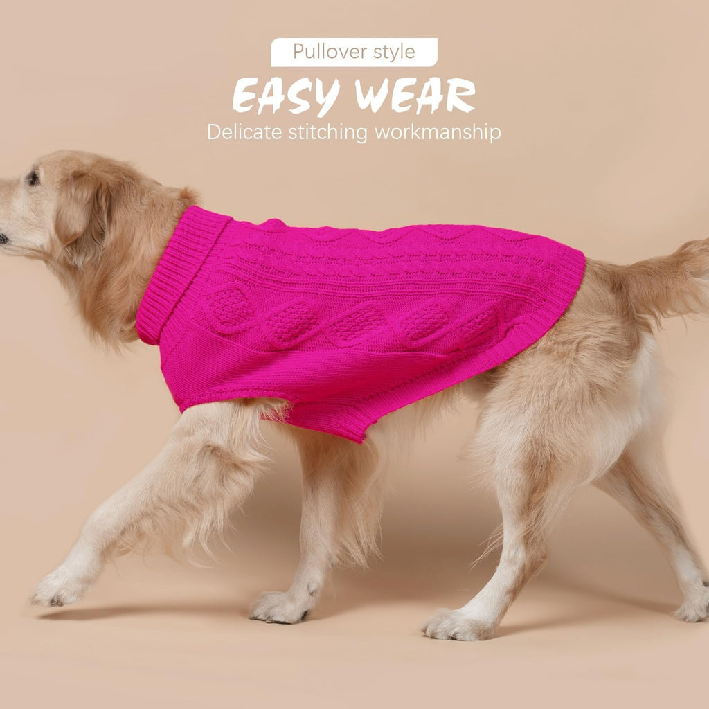 Suéter Tejido Térmico con Cuello Alto para Perros — Jersey Clásico de Punto Cable Cálido para Cachorros y Gatos Pequeños, Medianos y Grandes