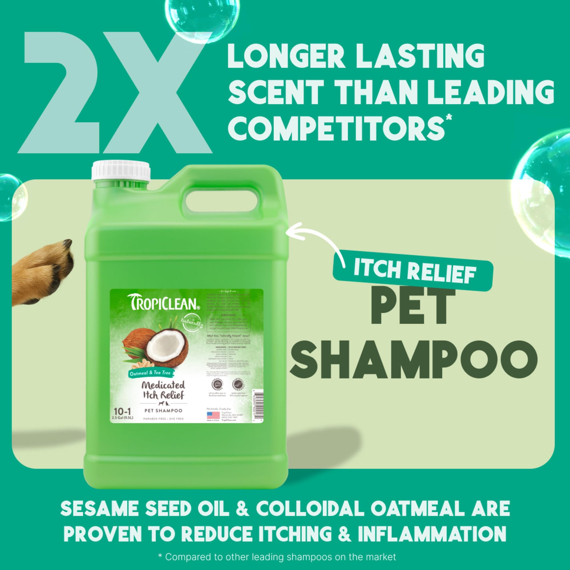 TropiClean Shampoo Galón — Shampoo Natural de Limpieza Profunda para Perros y Gatos