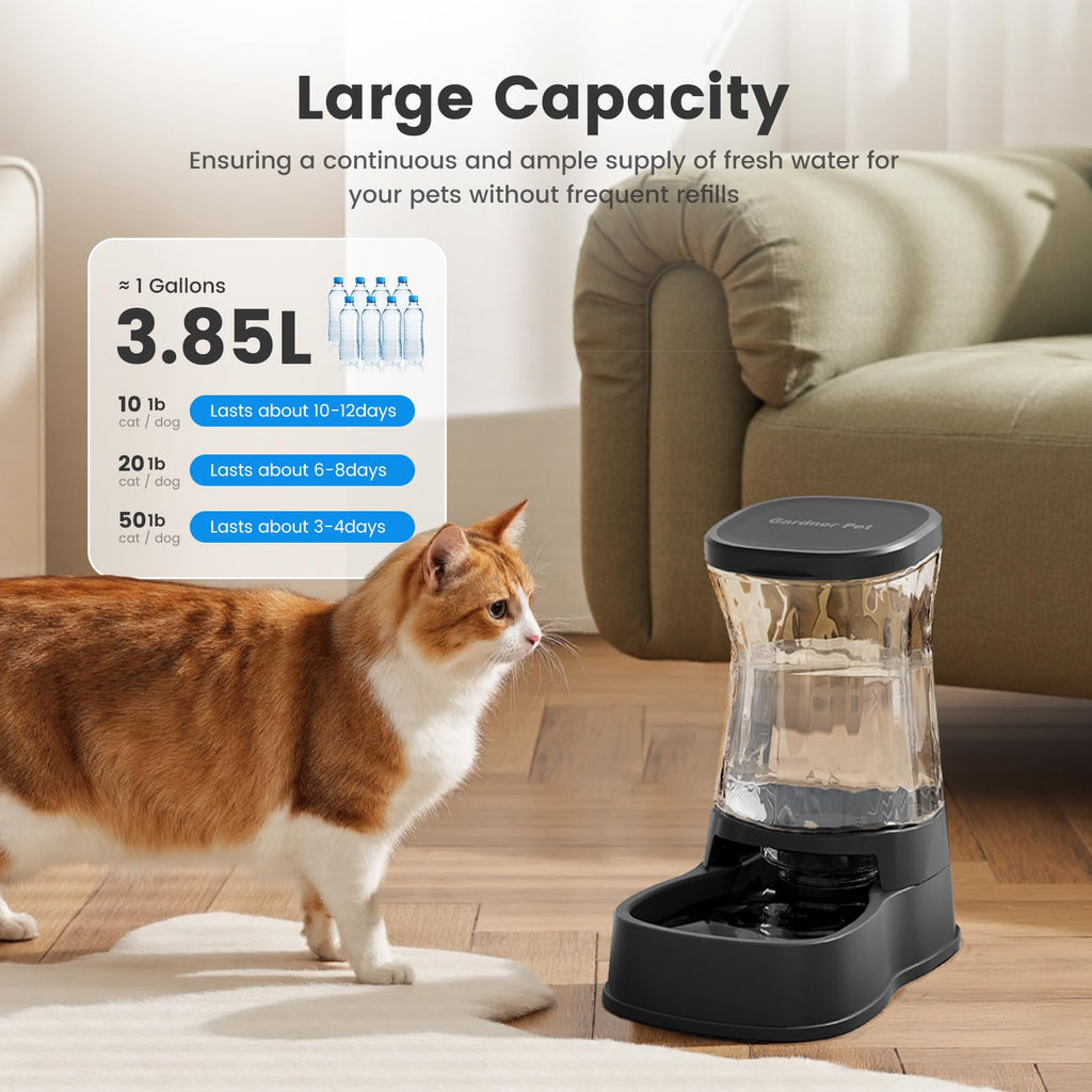 Gardner Pet — Bebedero Automático por Gravedad con Tazón de Acero Inoxidable para Perros y Gatos