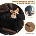Asiento Elevador para Perros y Gatos Pequeños — Tapete de Viaje con Correa de Seguridad, Bolsillo Lateral y Relleno de Espuma para Auto