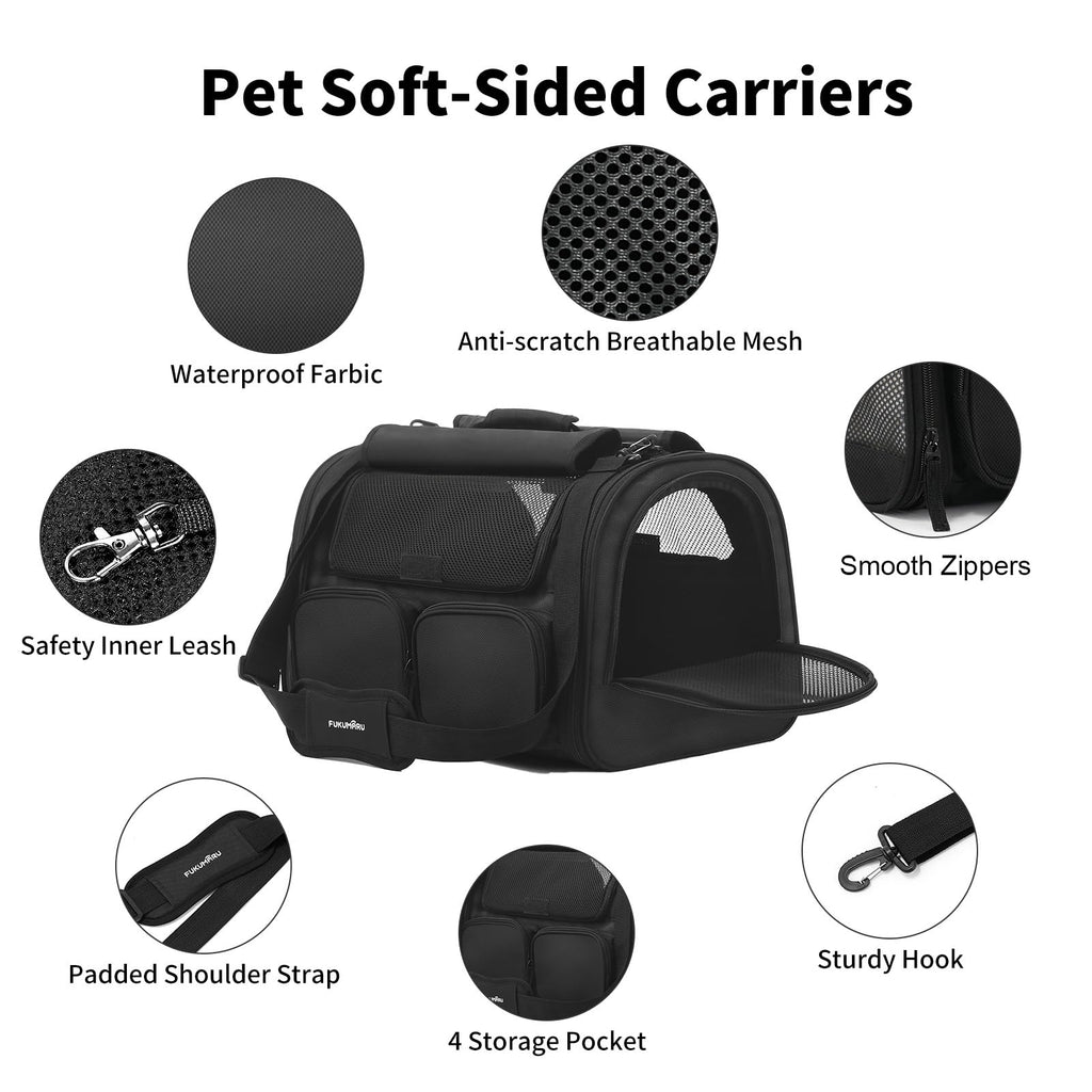 FUKUMARU — Transportadora para Gato y Perro Pequeño Aprobada por Aerolíneas con 4 Puertas de Acceso y Cojín Lavable