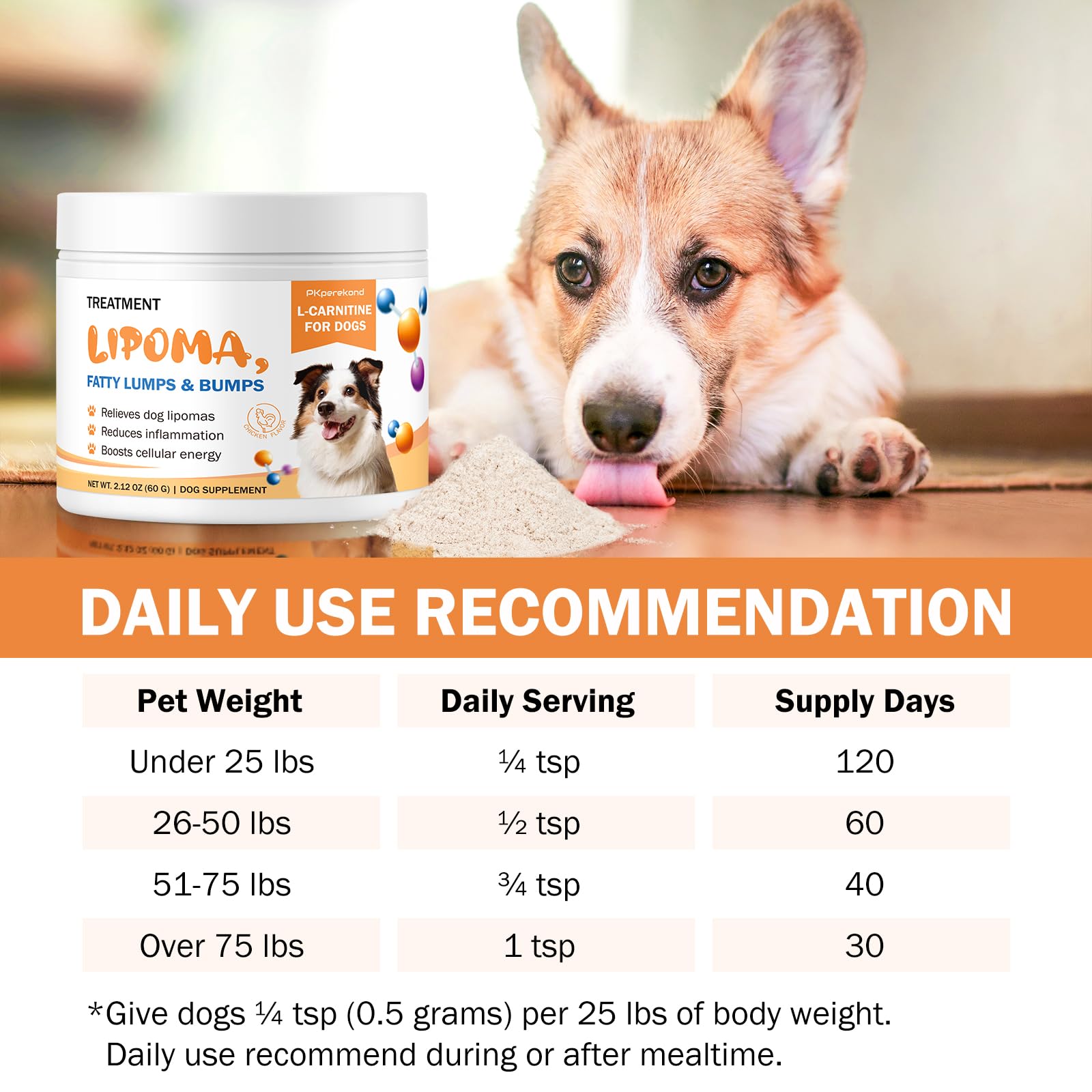 Suplemento de L-Carnitina para Perros — Tratamiento Natural para Lipomas, Reduce Bultos y Bolas de Grasa, Mejora el Metabolismo de Grasas, Aumenta Energía y Vitalidad, Apoya la Salud Muscular y el Bienestar General
