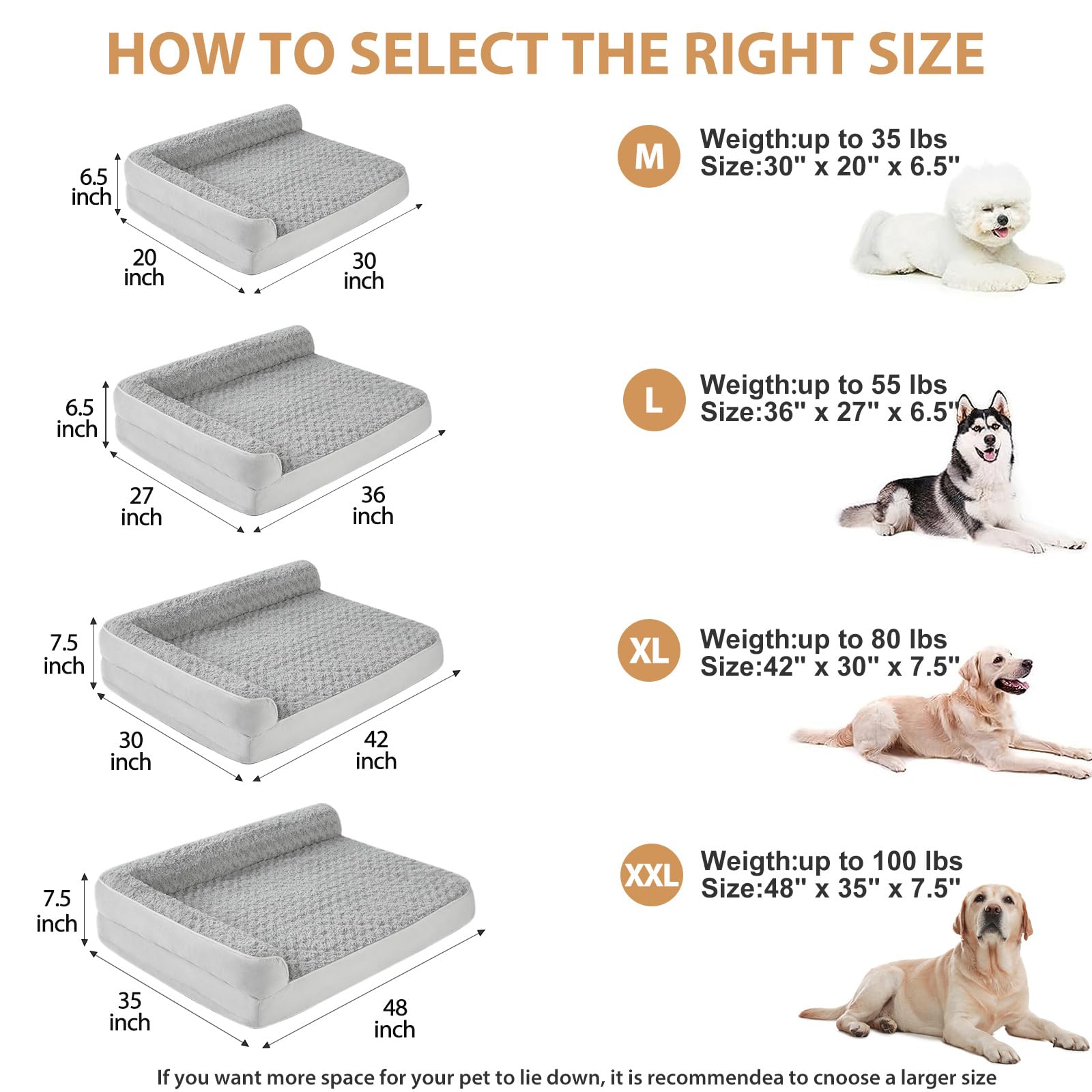 BFPETHOME — Cama Ortopédica Impermeable Estilo Sofá con Cubierta Lavable y Base Antiderrapante para Perros