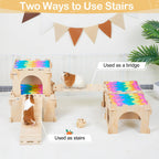 Unicorn Catcher — Casa Castillo de Madera Extra Grande con Escalera y Tapetes para Cobayos y Animales Pequeños