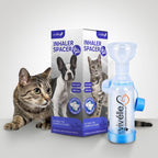 Espaciador Inhalador para Mascotas Vivelle con 2 Mascarillas (Pequeña y Grande) para Gatos y Perros Pequeños — Cámara Antiestática con Indicador de Respiración MedFlow para Inhaladores MDI