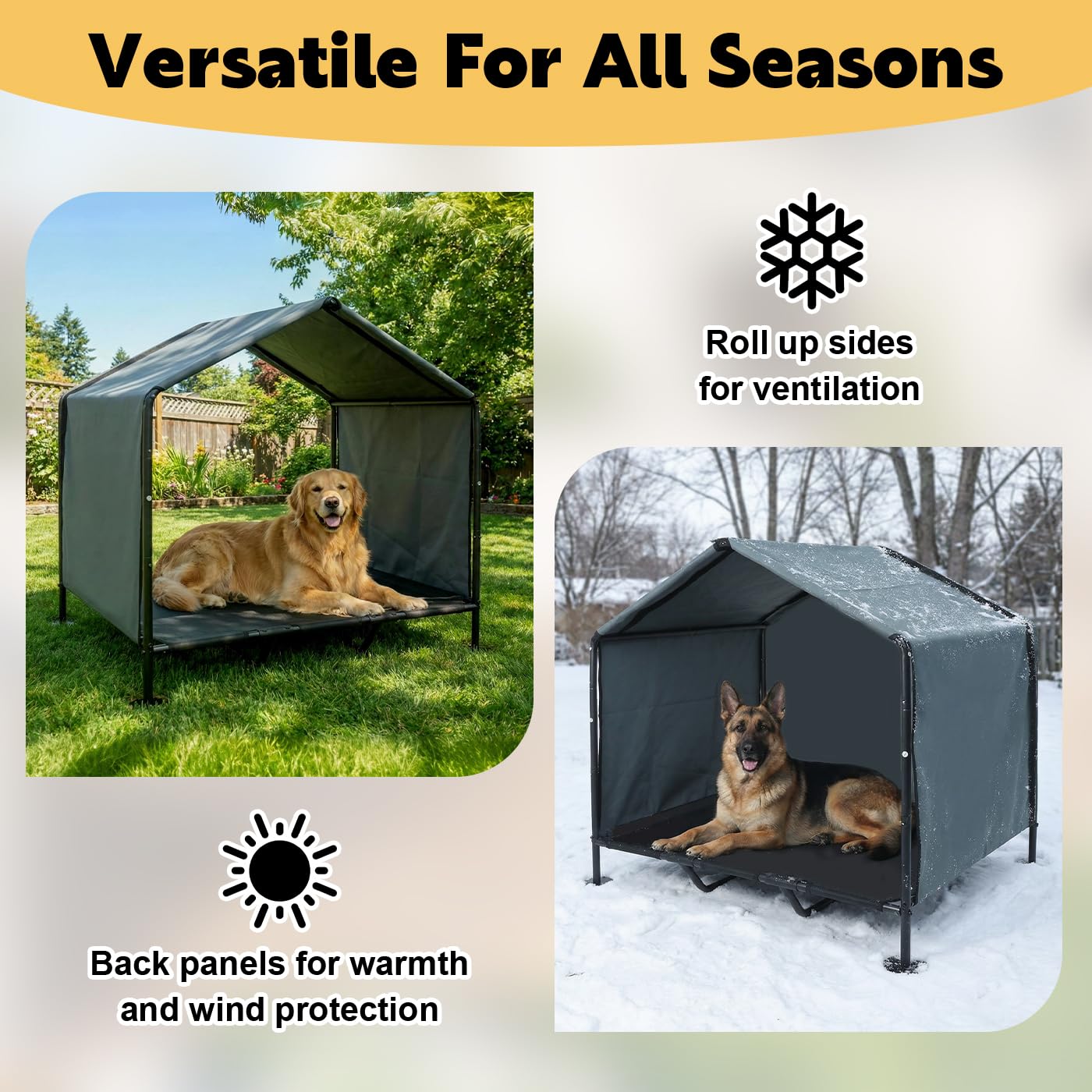 LitaiL — Refugio y Sombra para Perros Grandes — Caseta Exterior para Todas las Estaciones