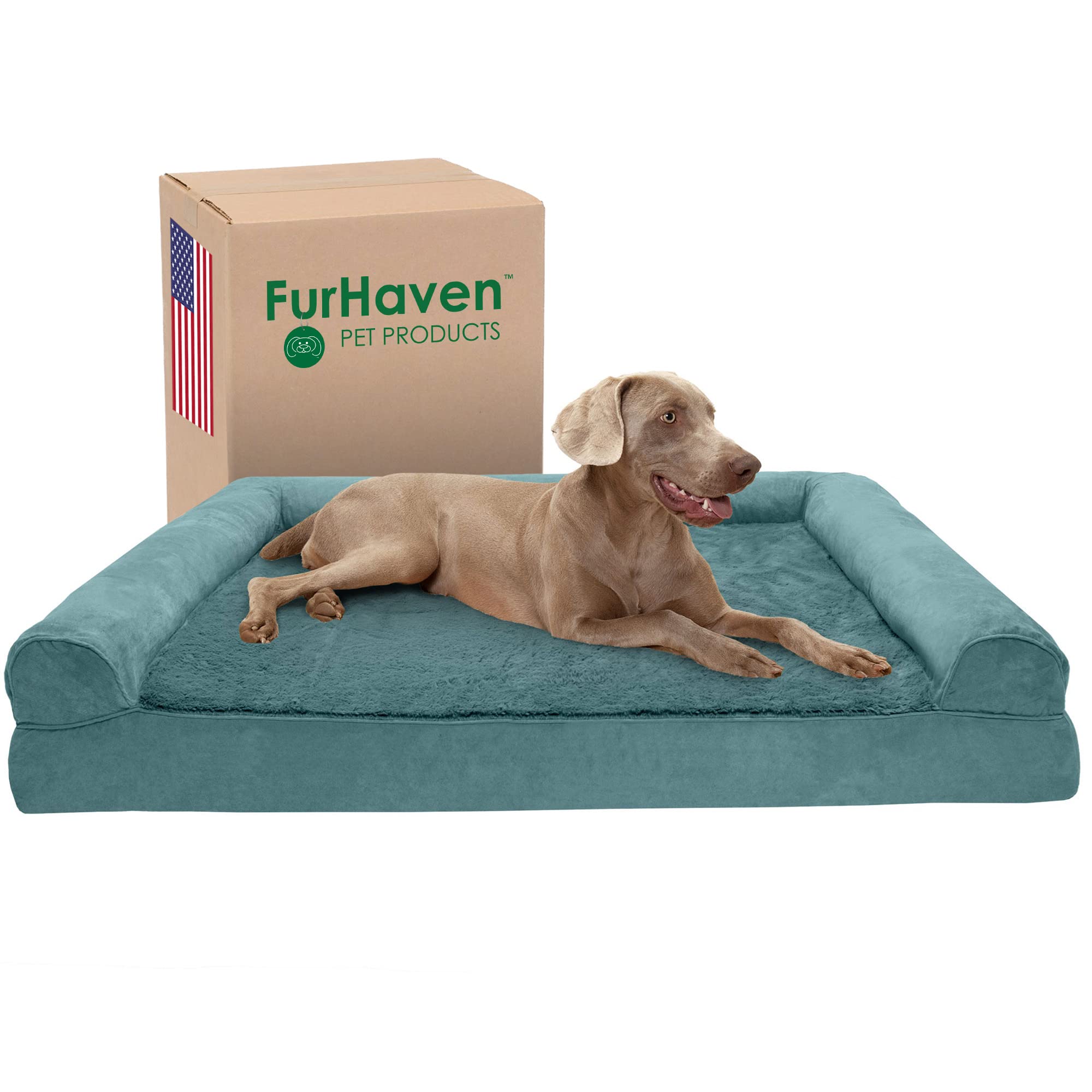 Furhaven Cooling Gel — Cama Ortopédica con Gel Refrescante, Bolsters Removibles y Cubierta Lavable para Perros Grandes