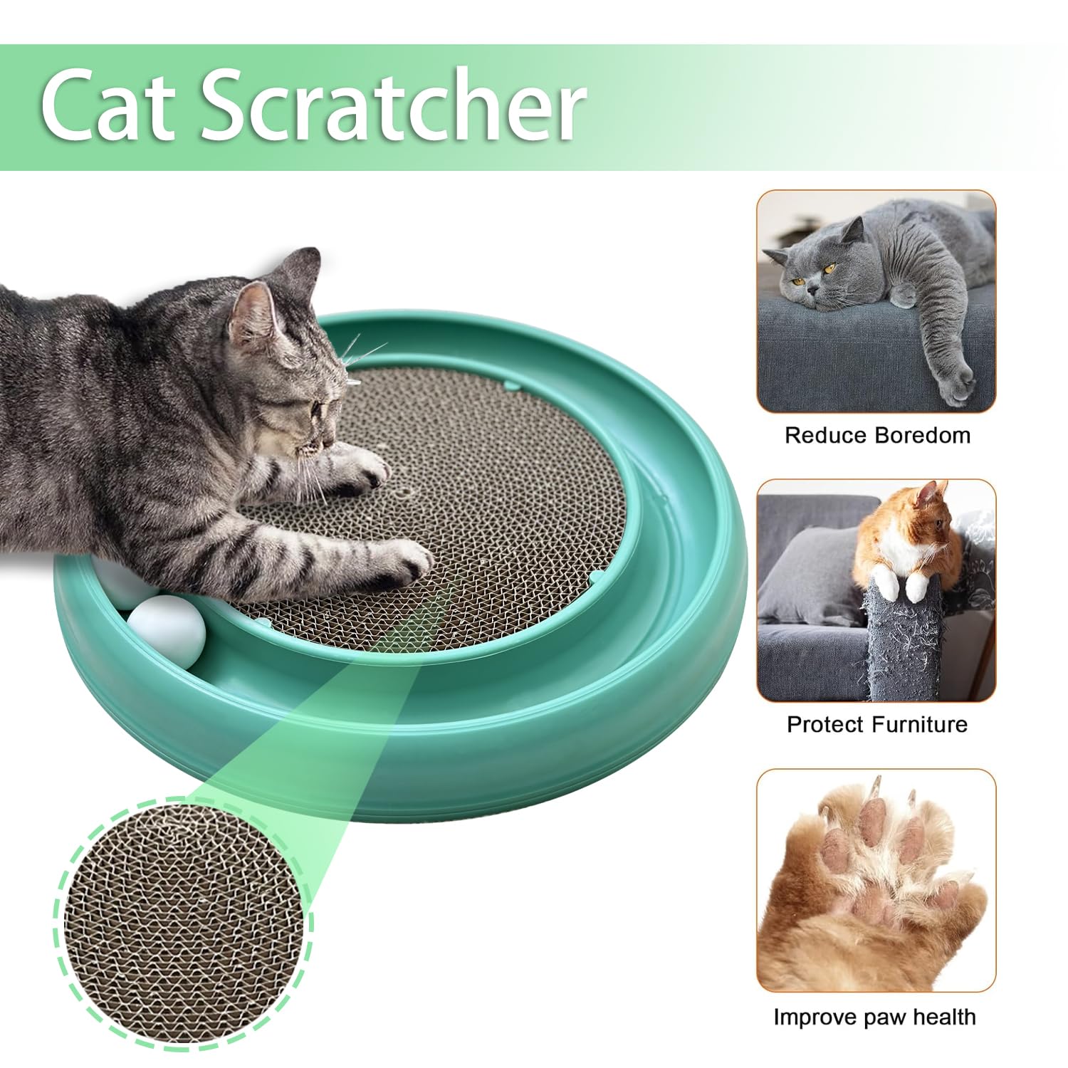 LYCTDD — Rascador Interactivo con Pista de Bolas y Tablero Rascador para Gatos Adultos y Gatitos de Interior