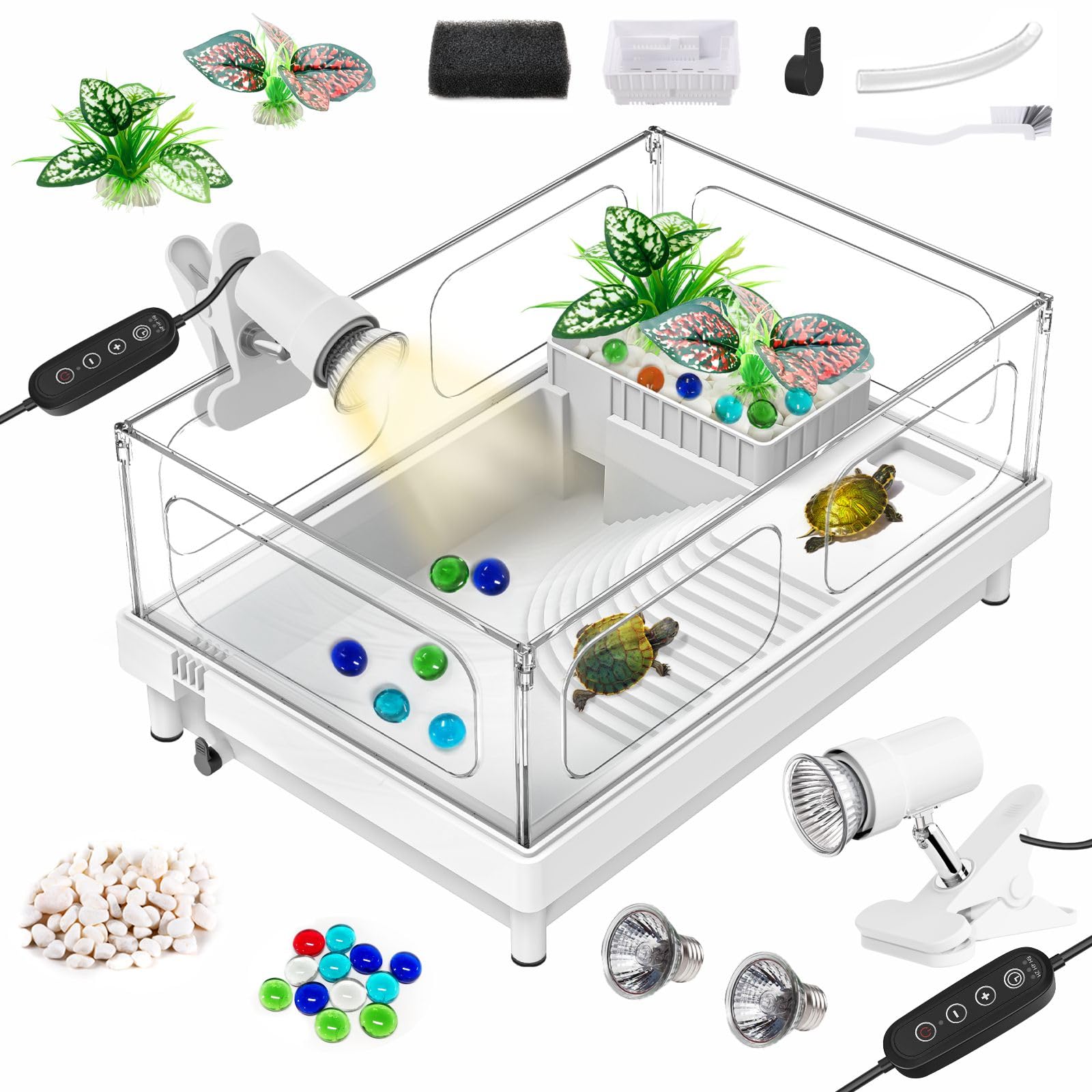 GOZILLA — Kit Completo de Acuario para Tortuga con Lámpara UVA/UVB y Filtro — Starter Kit para Reptiles Pequeños