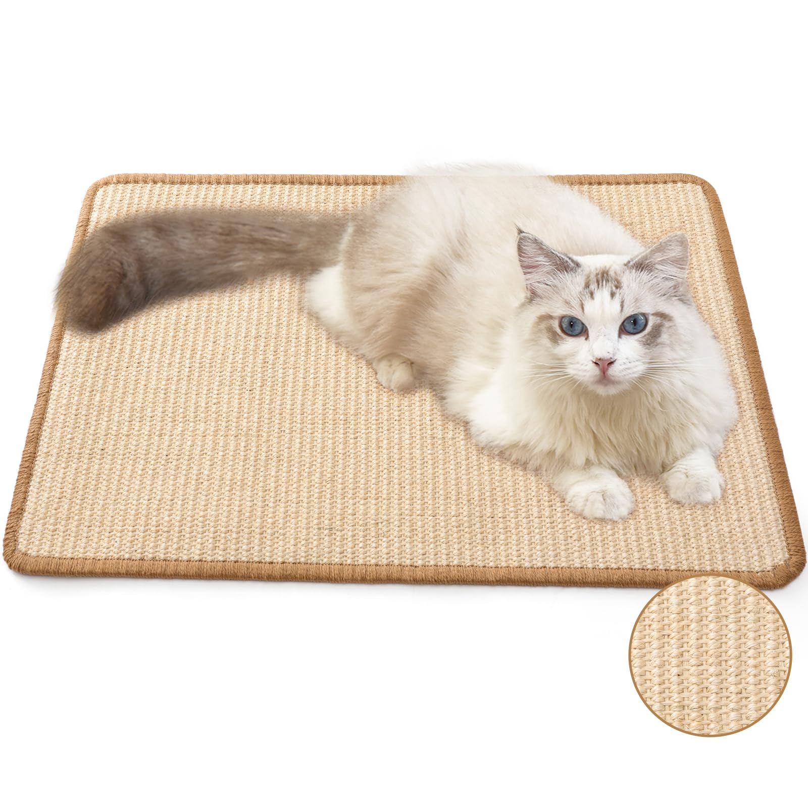 FUKUMARU — Tapete Rascador de Sisal Natural para Gato | Protege Tapetes y Sofás