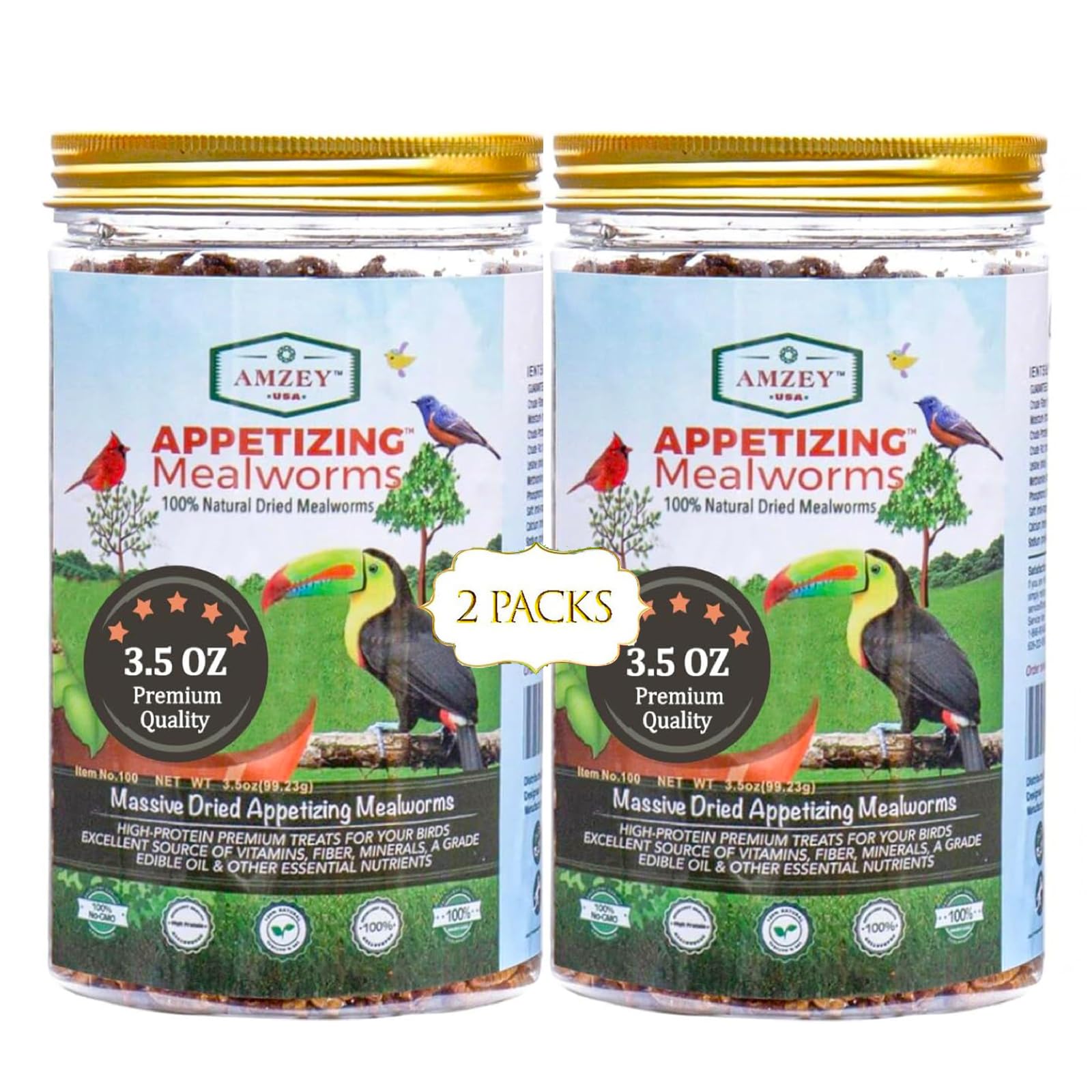 Amzey Gusanos de Harina Deshidratados — Alimento Natural Alto en Proteína para Pollos, Aves, Peces, Tortugas, Patos y Reptiles
