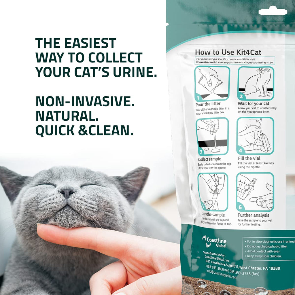 KIT4CAT CheckUp — Kit de Análisis de Orina en Casa para Gato | Arena Hidrofóbica + 2 Tiras Reactivas para 10 Parámetros