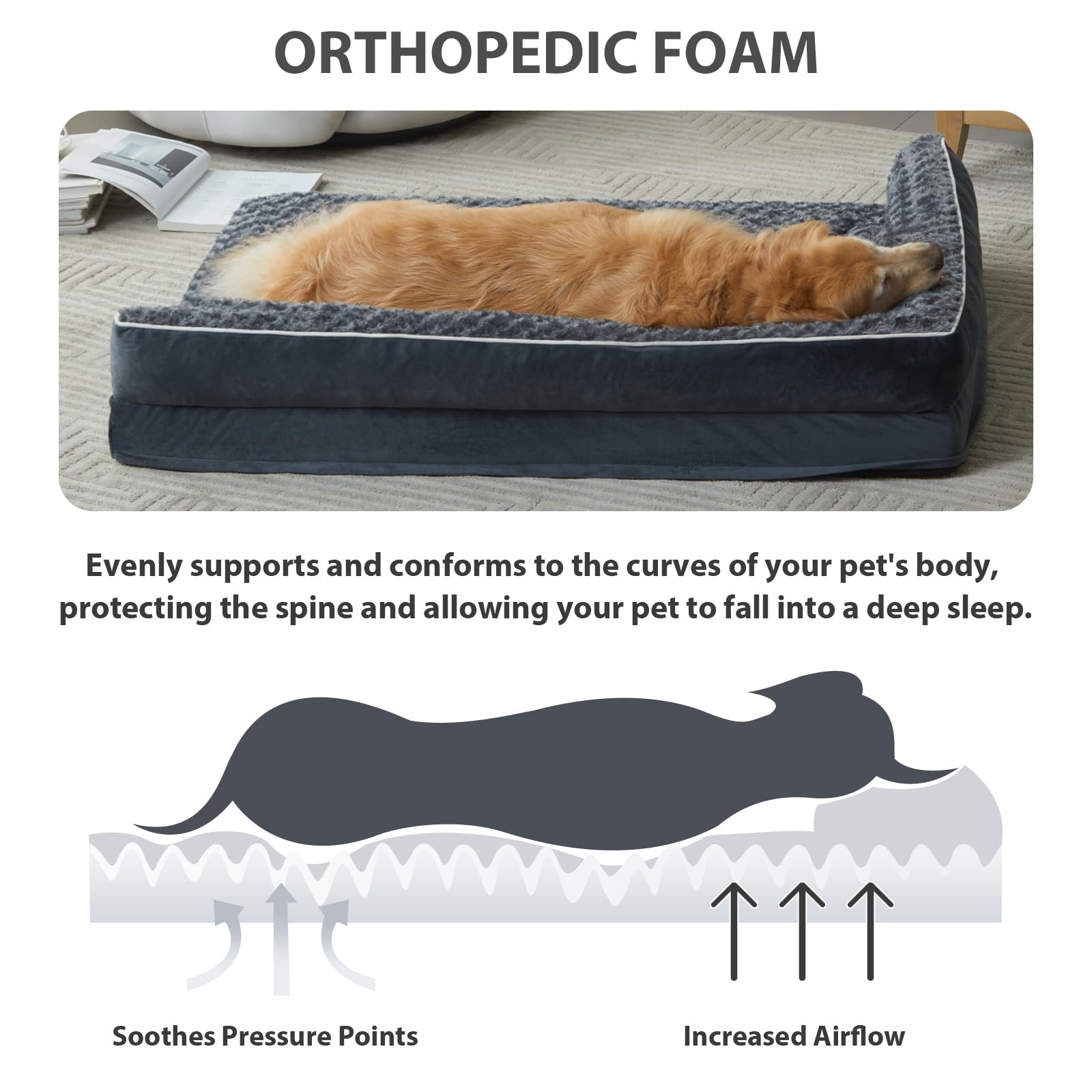 BFPETHOME — Cama Ortopédica Impermeable Estilo Sofá con Cubierta Lavable y Base Antiderrapante para Perros