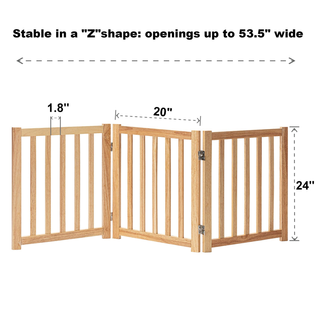 LZRS — Reja de Madera de Roble Plegable Independiente para Mascotas, Puerta de Seguridad Interior para Perros