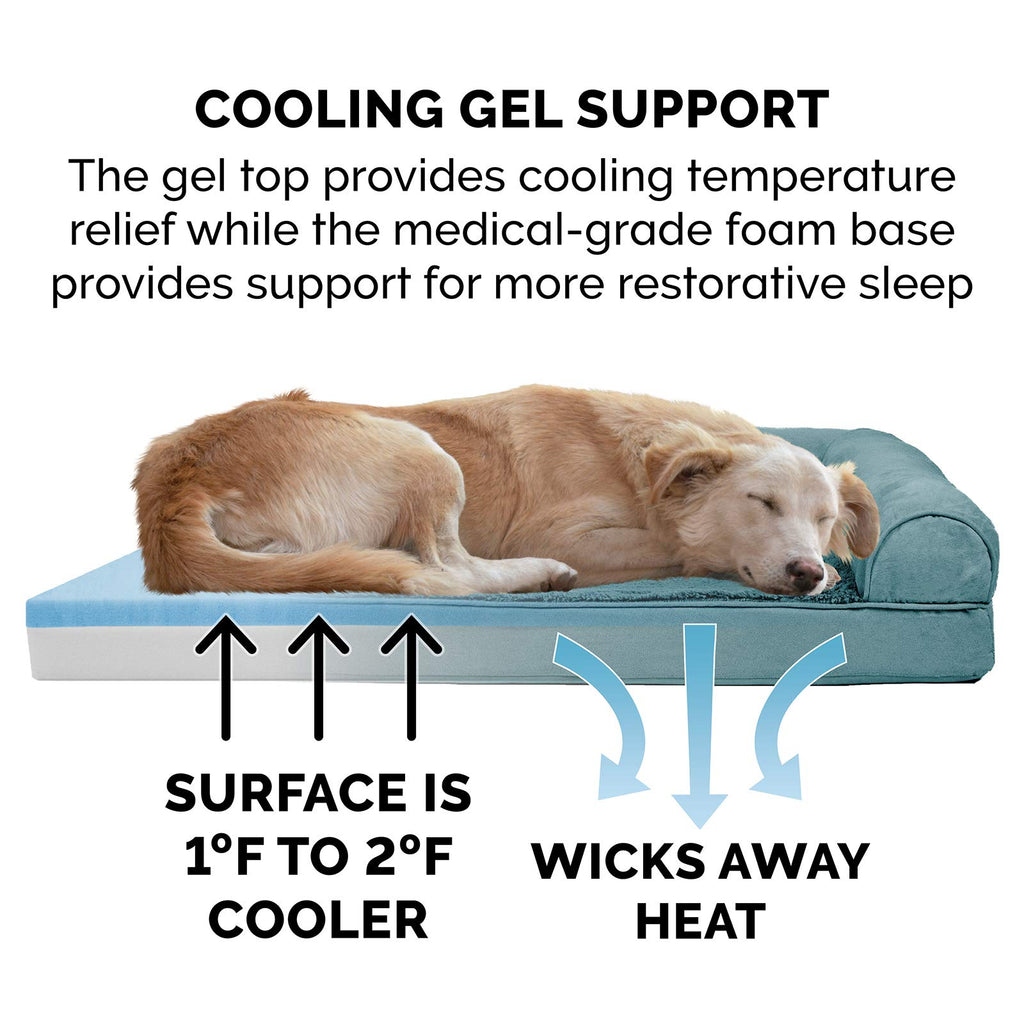 Furhaven Cooling Gel — Cama Ortopédica con Gel Refrescante, Bolsters Removibles y Cubierta Lavable para Perros Grandes