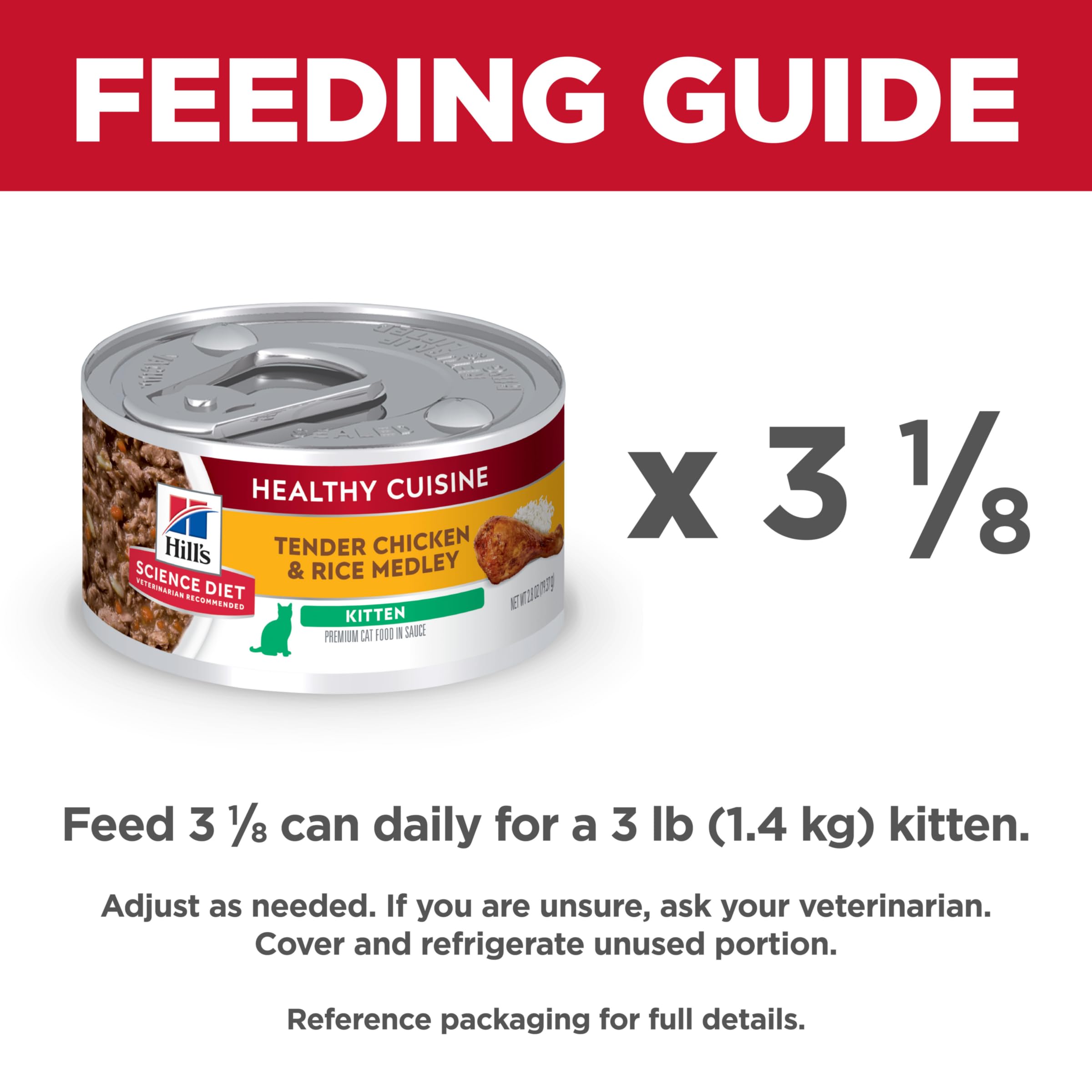 Hill's Science Diet Kitten Healthy Cuisine — Alimento Húmedo para Gatitos con Pollo y Arroz, Latas de 2.8 oz, Paquete de 24