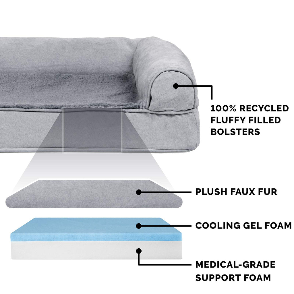 Furhaven Cooling Gel — Cama Ortopédica con Gel Refrescante, Bolsters Removibles y Cubierta Lavable para Perros Grandes