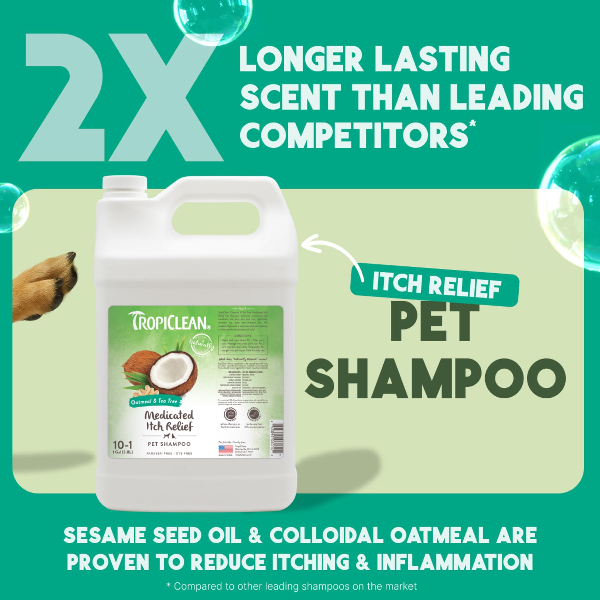 TropiClean Shampoo Galón — Shampoo Natural de Limpieza Profunda para Perros y Gatos