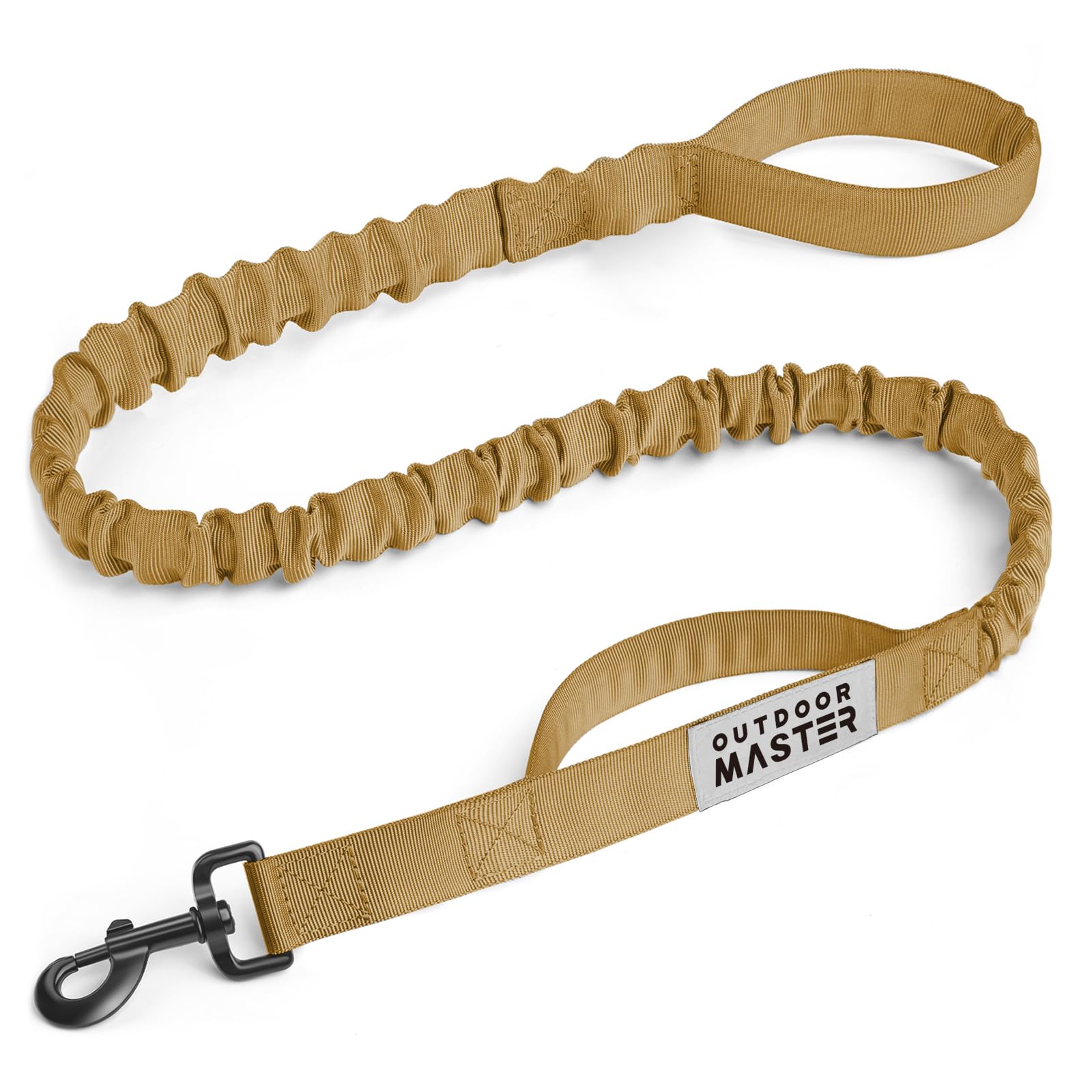 OutdoorMaster Bungee — Correa Elástica con Doble Mango Acolchado y Mosquetón 360° para Perro