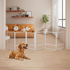 Corralito y Reja Divisoria de Metal para Perros — Puerta Abatible, Plegable y Autoportante para Interiores